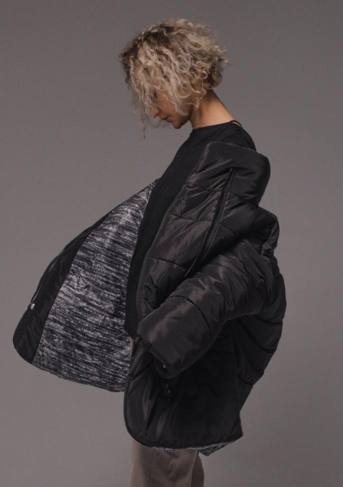 Black oversize unisex down jacket