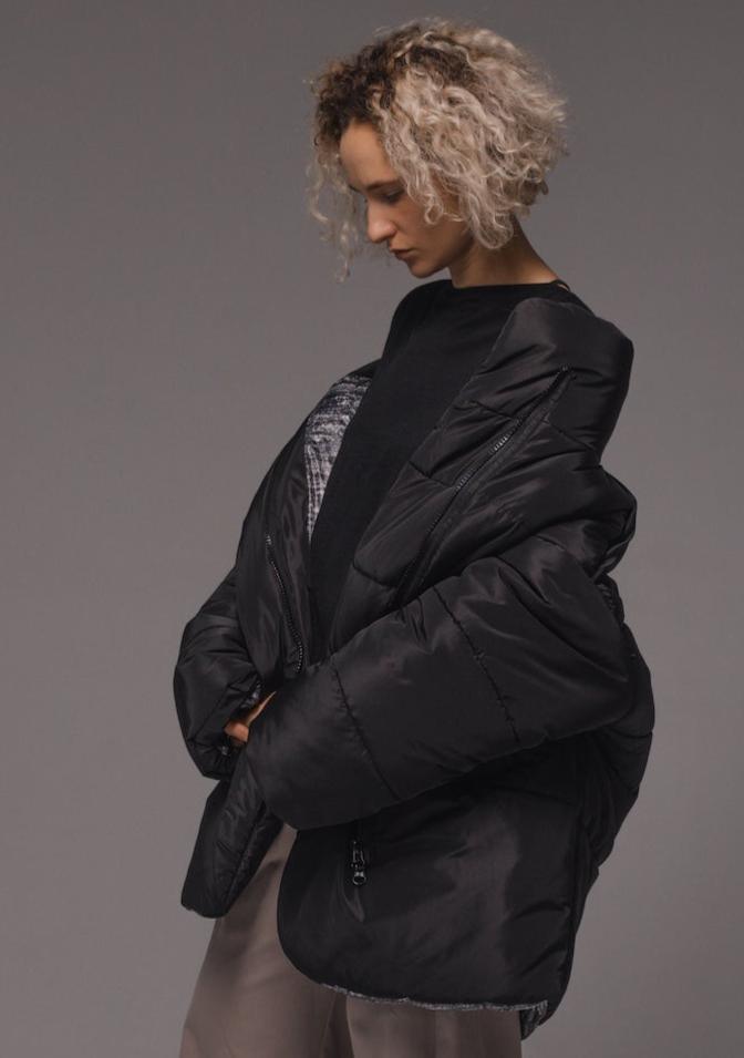 Black oversize unisex down jacket