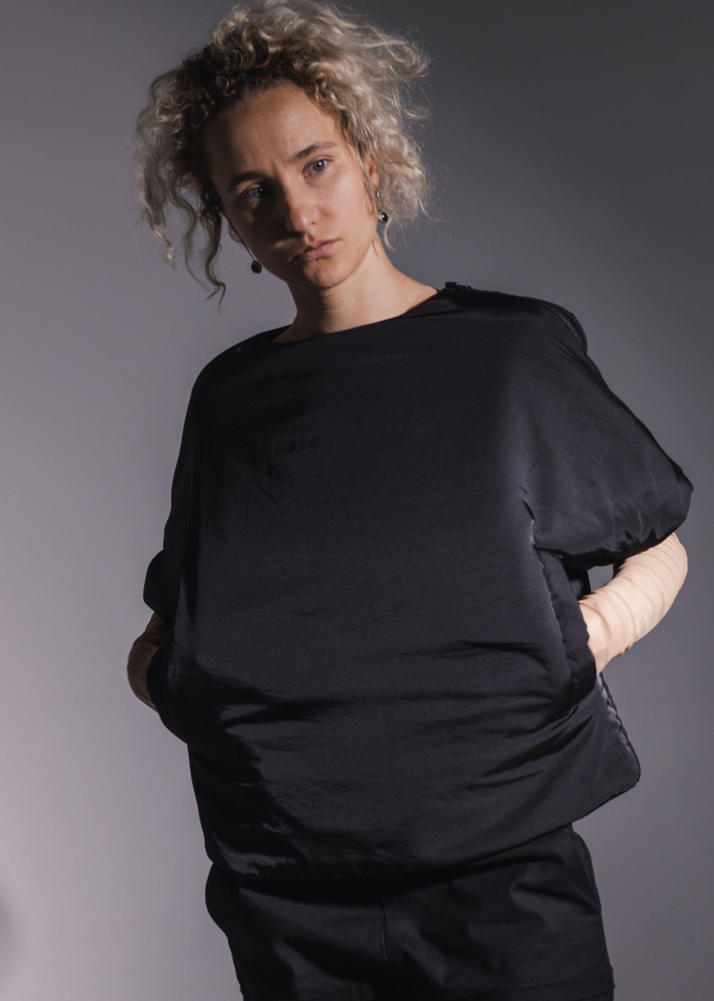 Black insulated vest with pockets