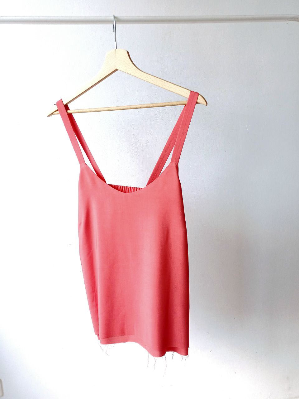 Light gray wide straps linen top