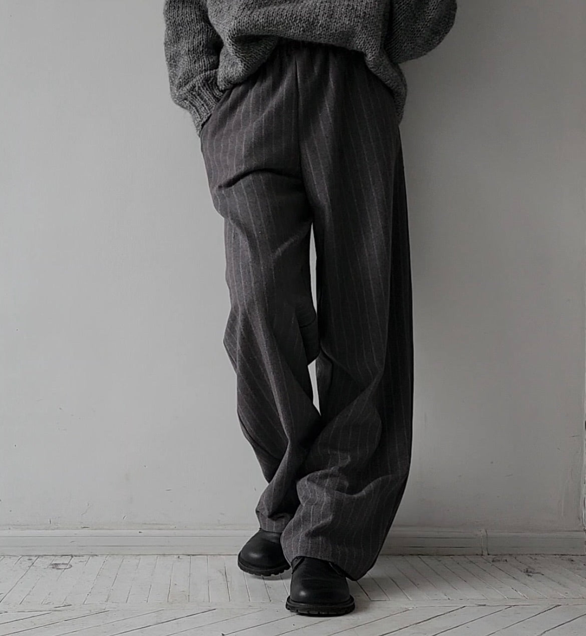 Dark gray wool boyfriends