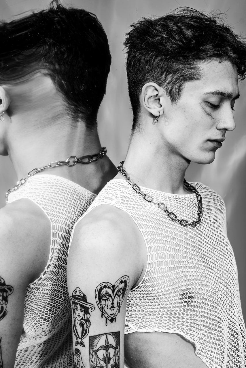 Creative cotton T-shirt - mesh