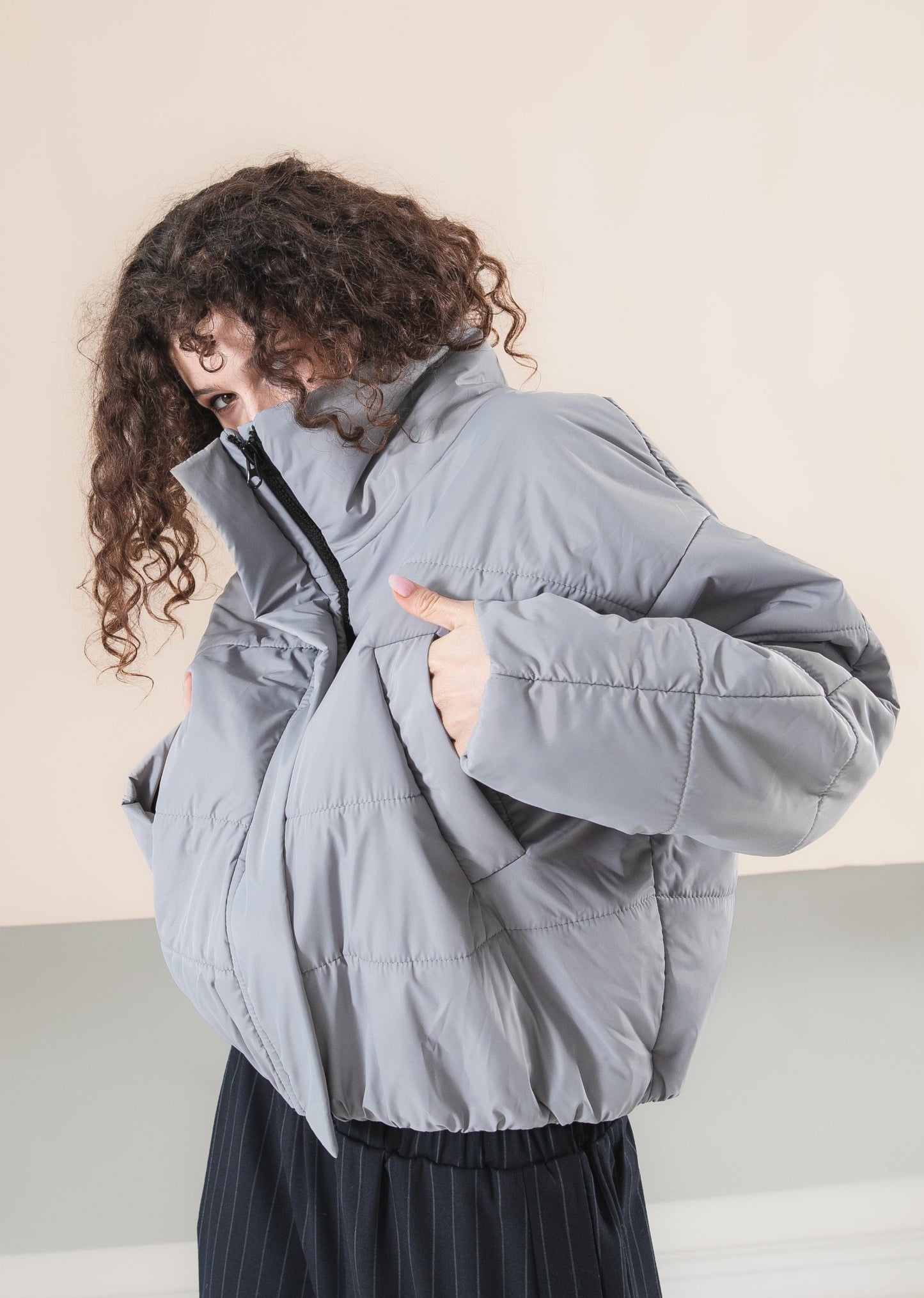 The jacket is insulated quilted