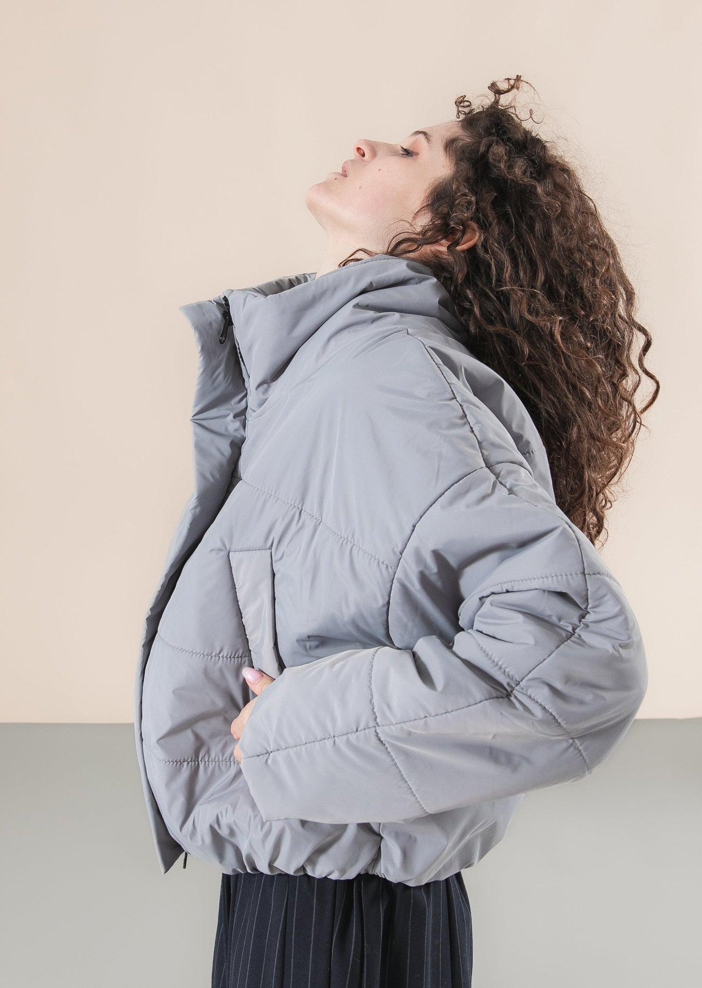 The jacket is insulated quilted