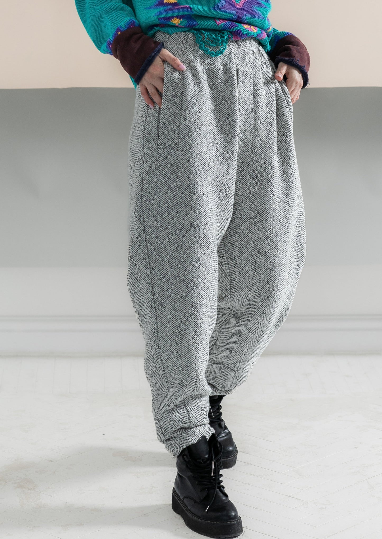 Light gray warm woolen pants