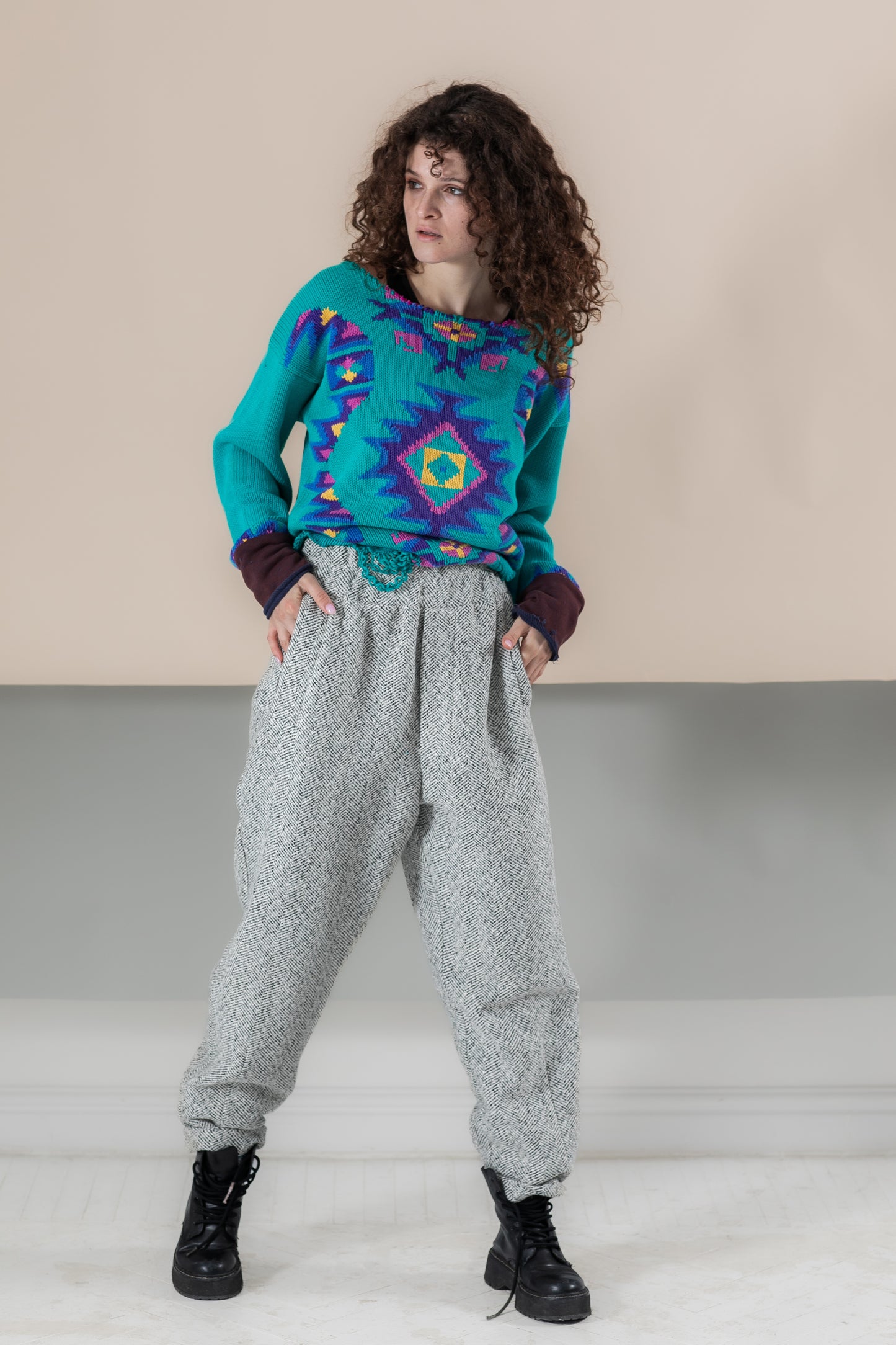 Light gray warm woolen pants