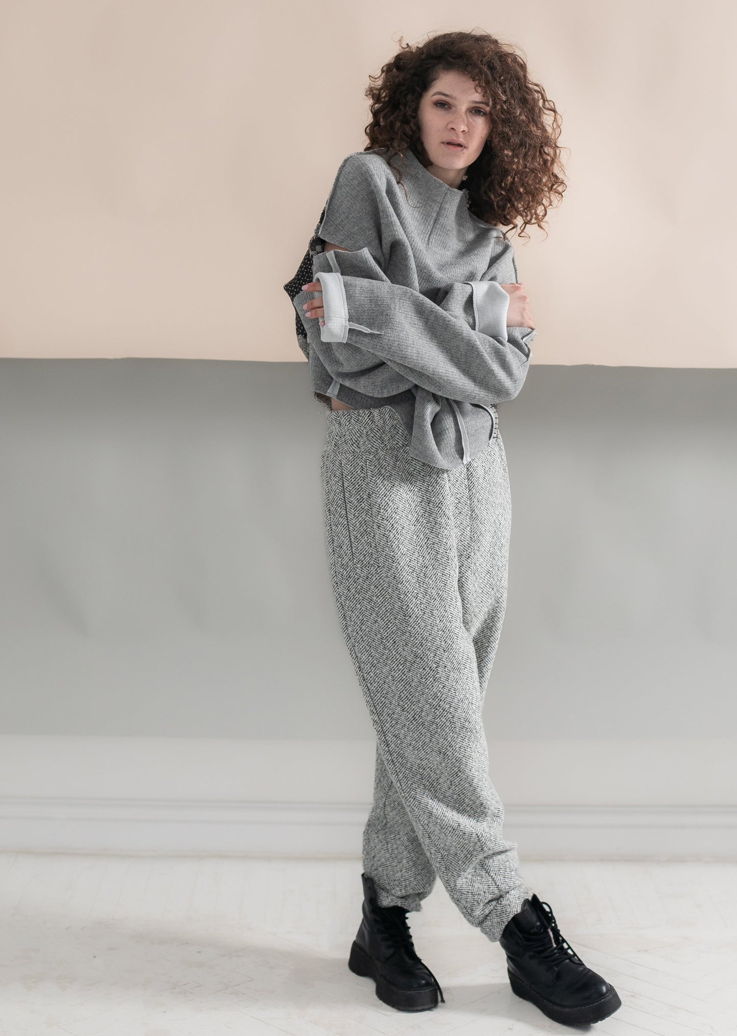 Light gray warm woolen pants