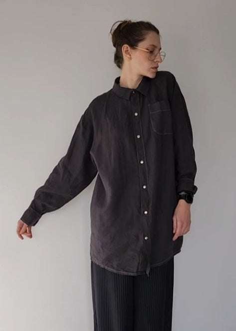 Oversize white linen shirt