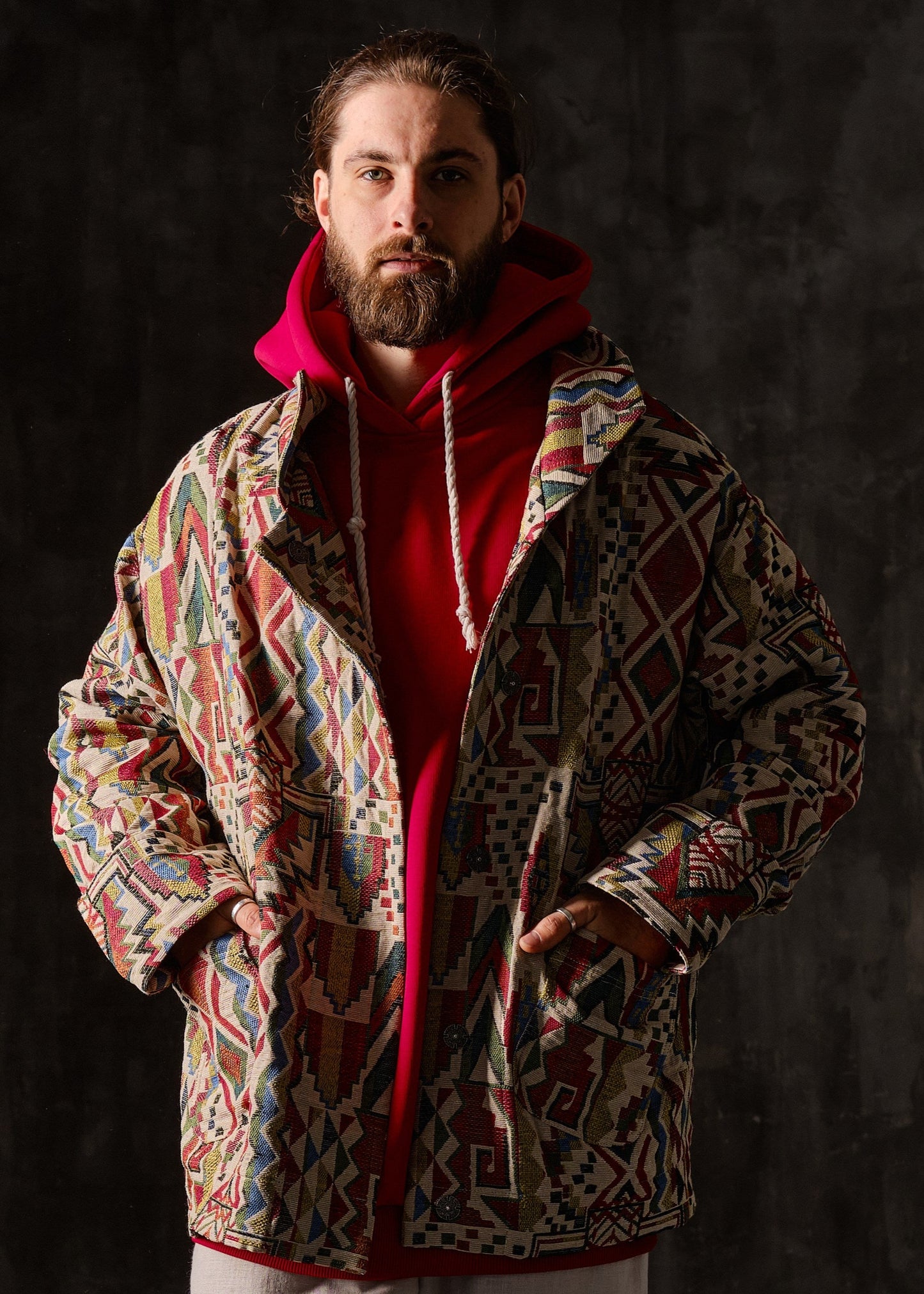 Unisex coat, geometric pattern, 2 colors