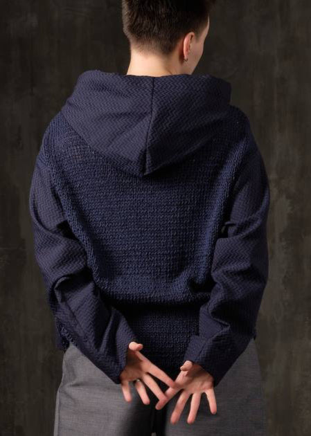New office blue shirt with a knitted back