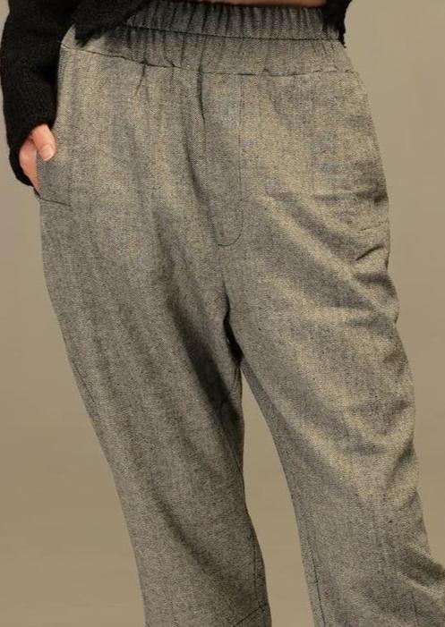 Light gray wool trousers, high waist