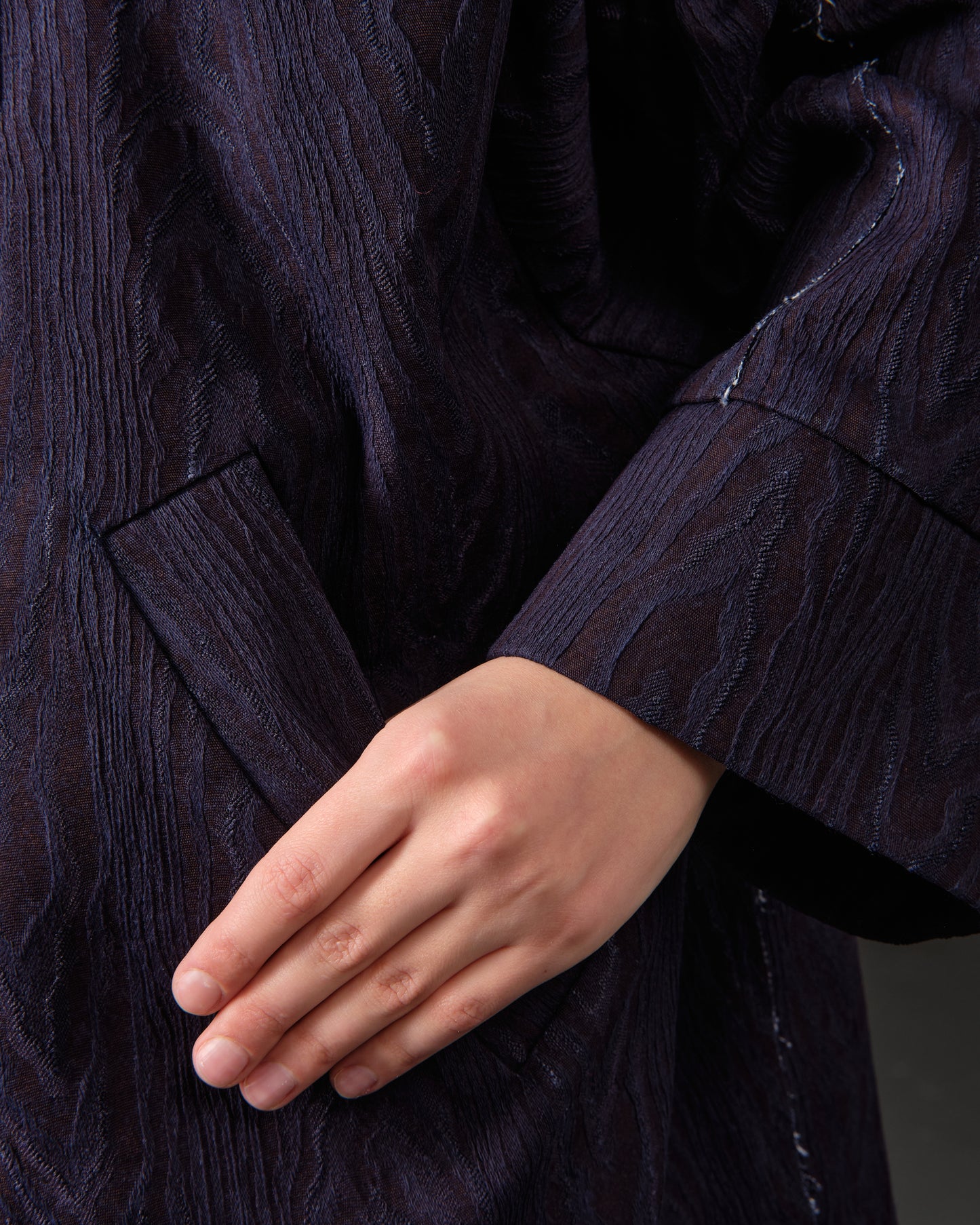 Bomber denim purple texture bark decoration on the back