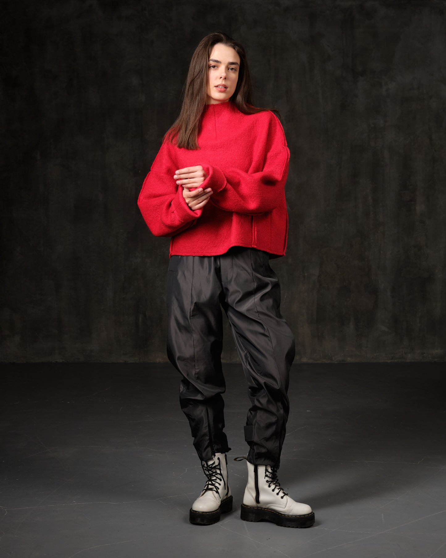 Joggers gray metallic raincoat on the lining with zippers on the bottom