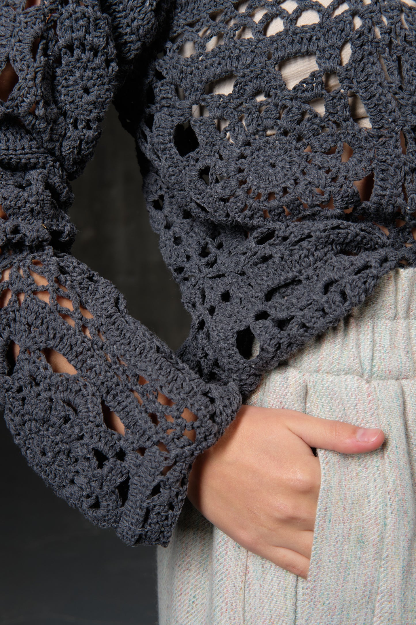 Craft knitted openwork hoodie