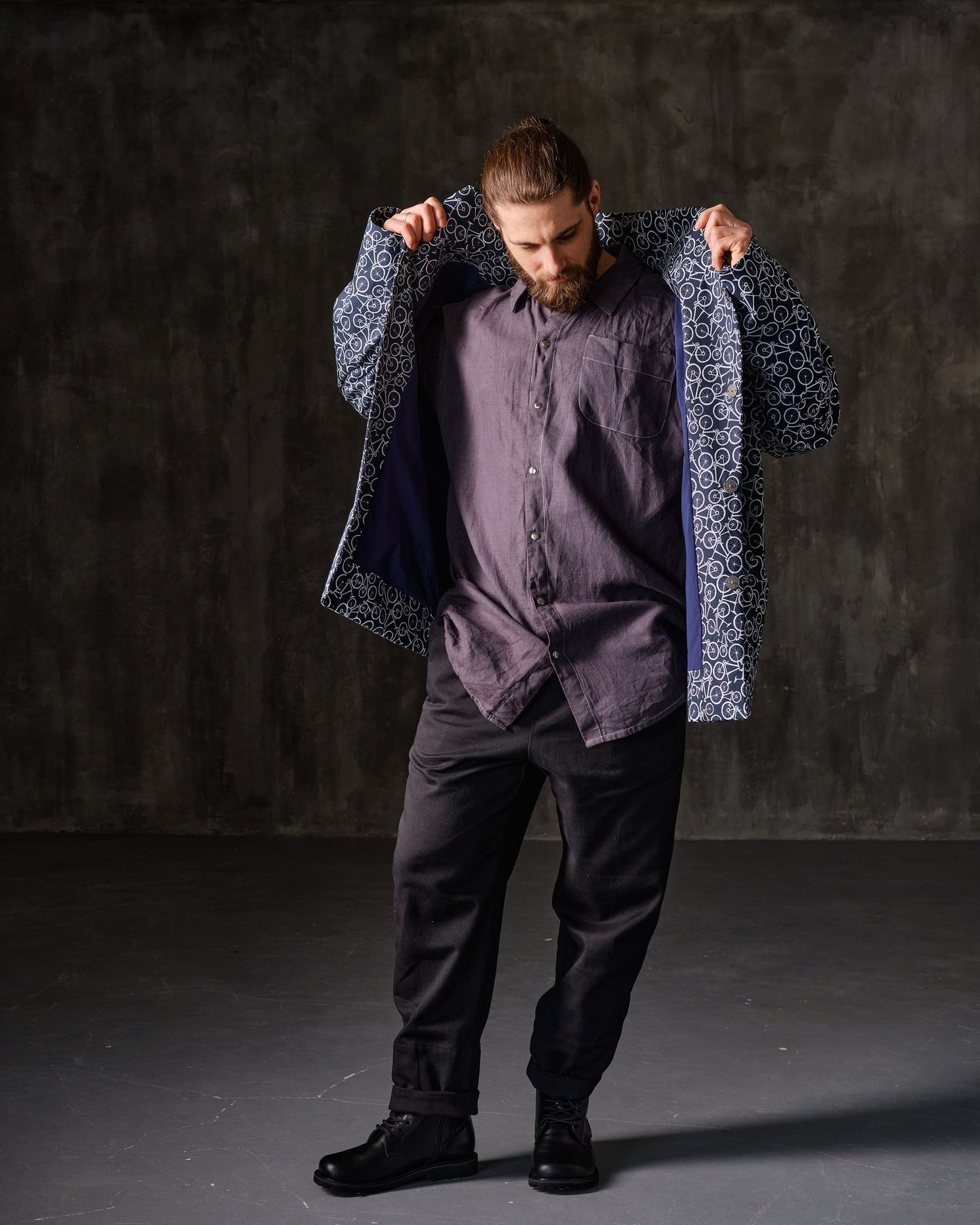 Coat unisex jacquard geometric ornament