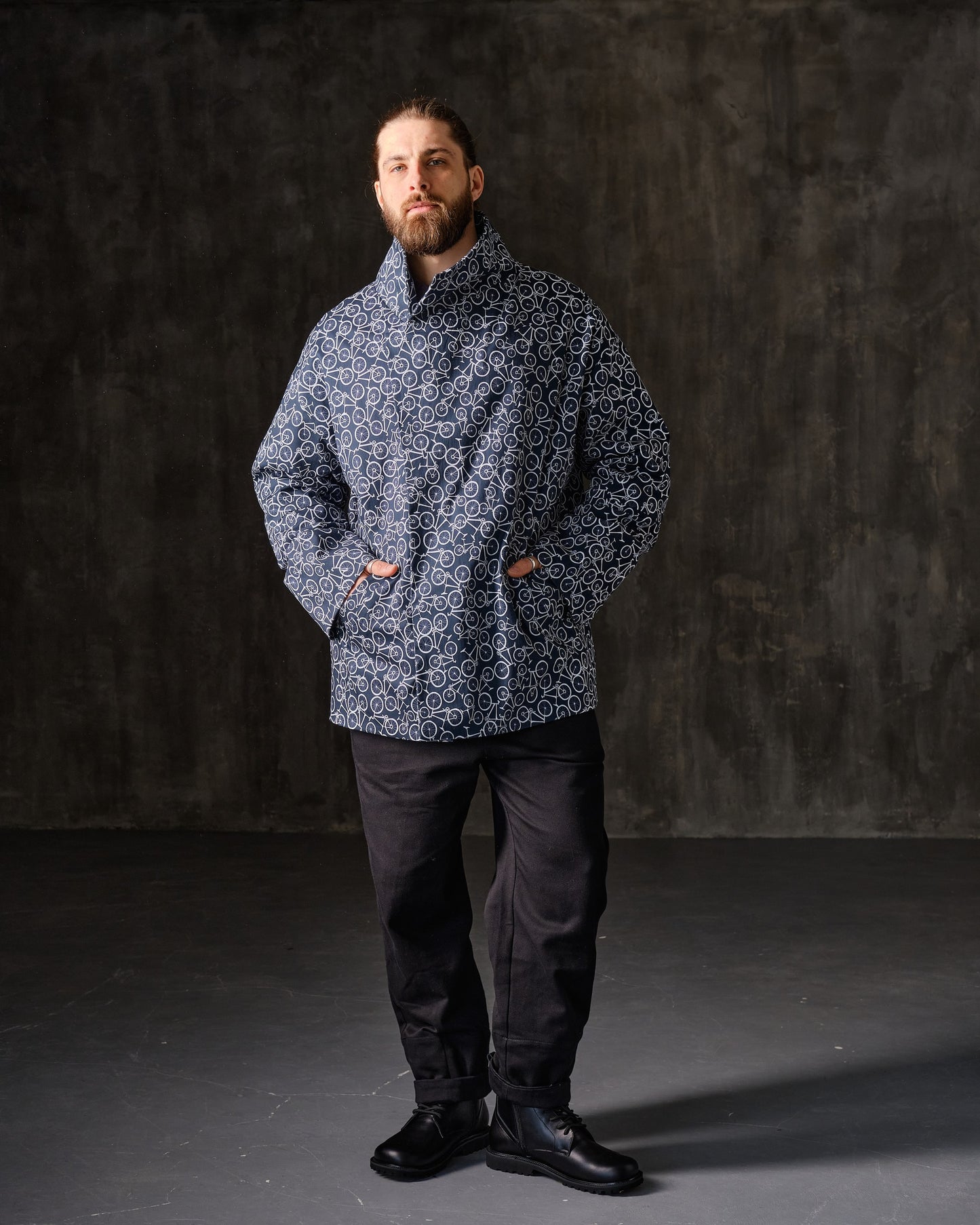Coat unisex jacquard geometric ornament