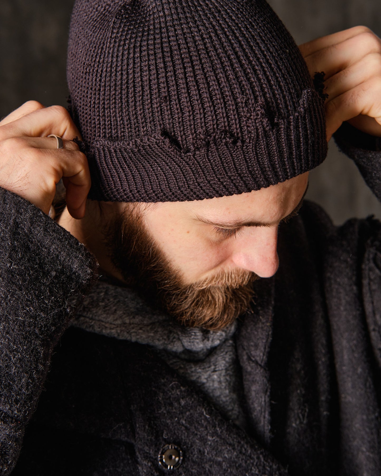 Black ragged rap hat