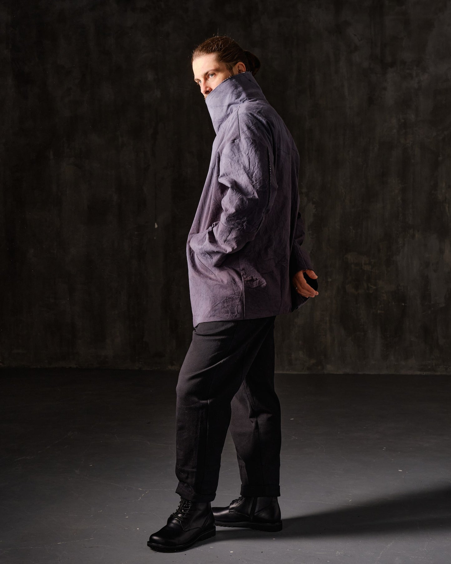 Hand-dyed gray cotton coat-jacket