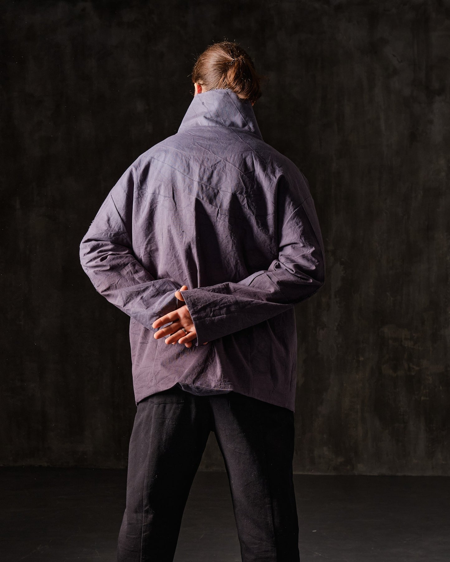 Hand-dyed gray cotton coat-jacket
