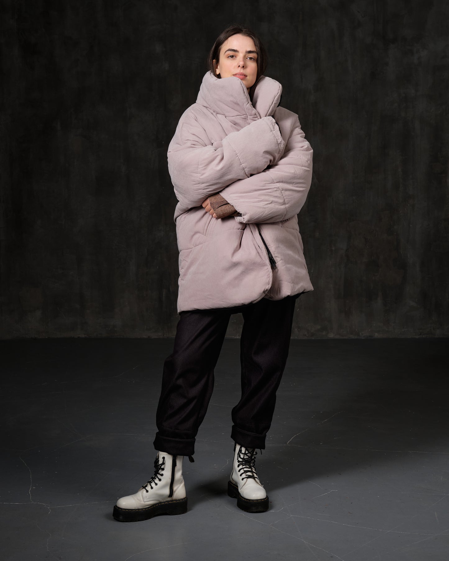 Oversize milk down jacket