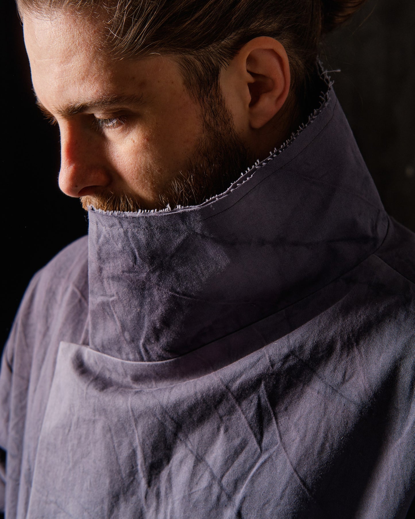 Hand-dyed gray cotton coat-jacket