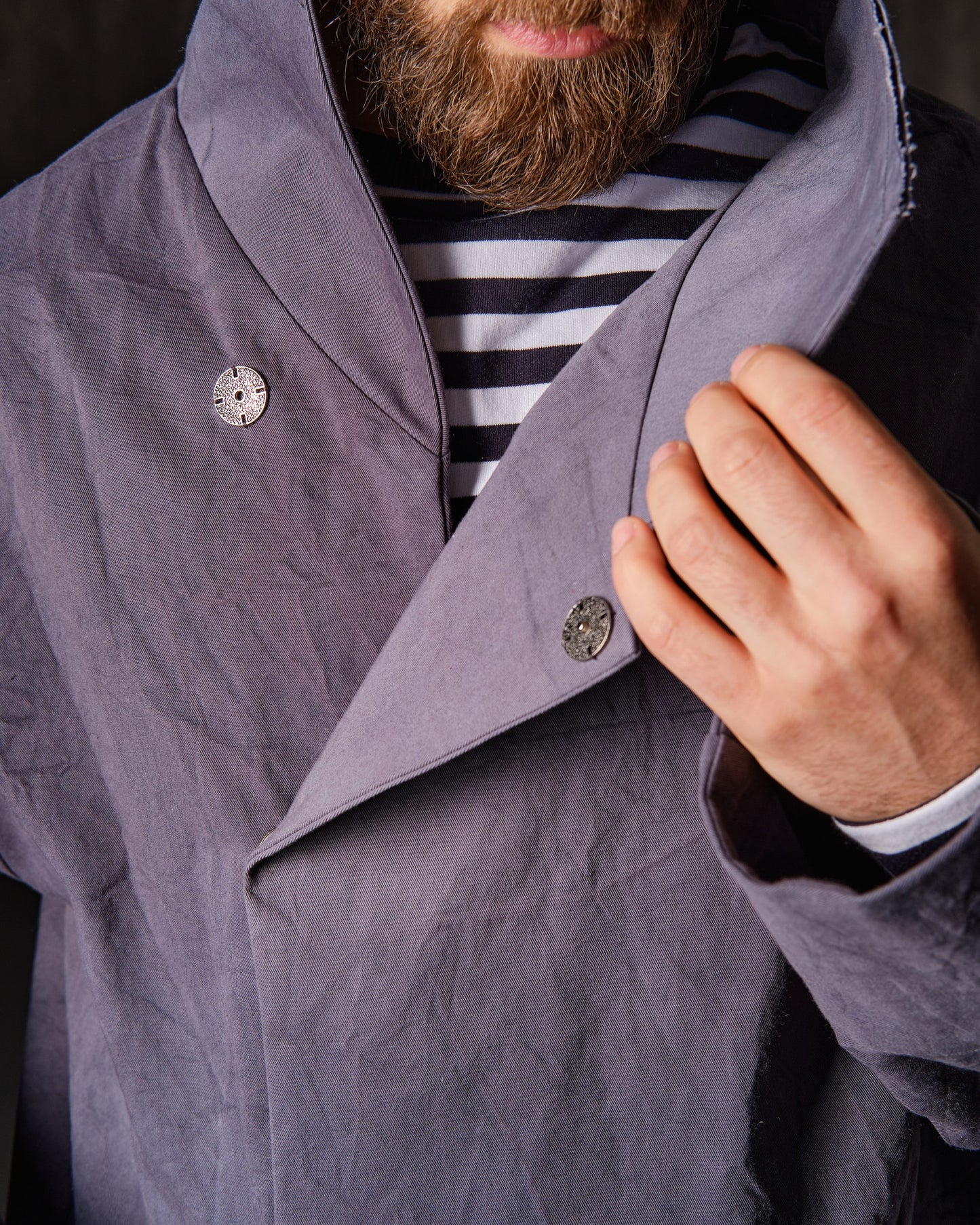 Hand-dyed gray cotton coat-jacket
