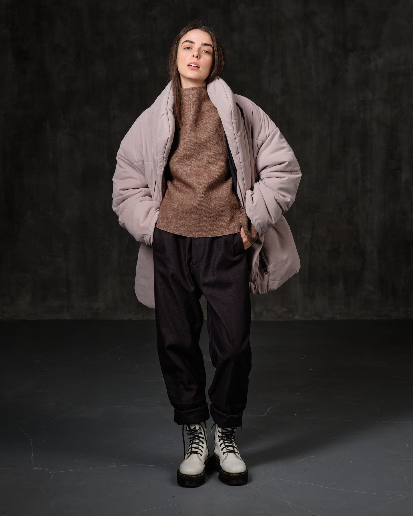 Oversize milk down jacket