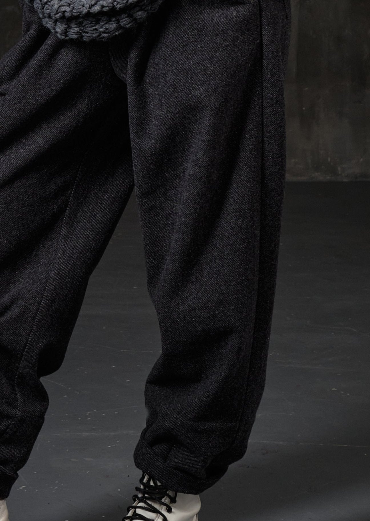 Dark gray wool boyfriends