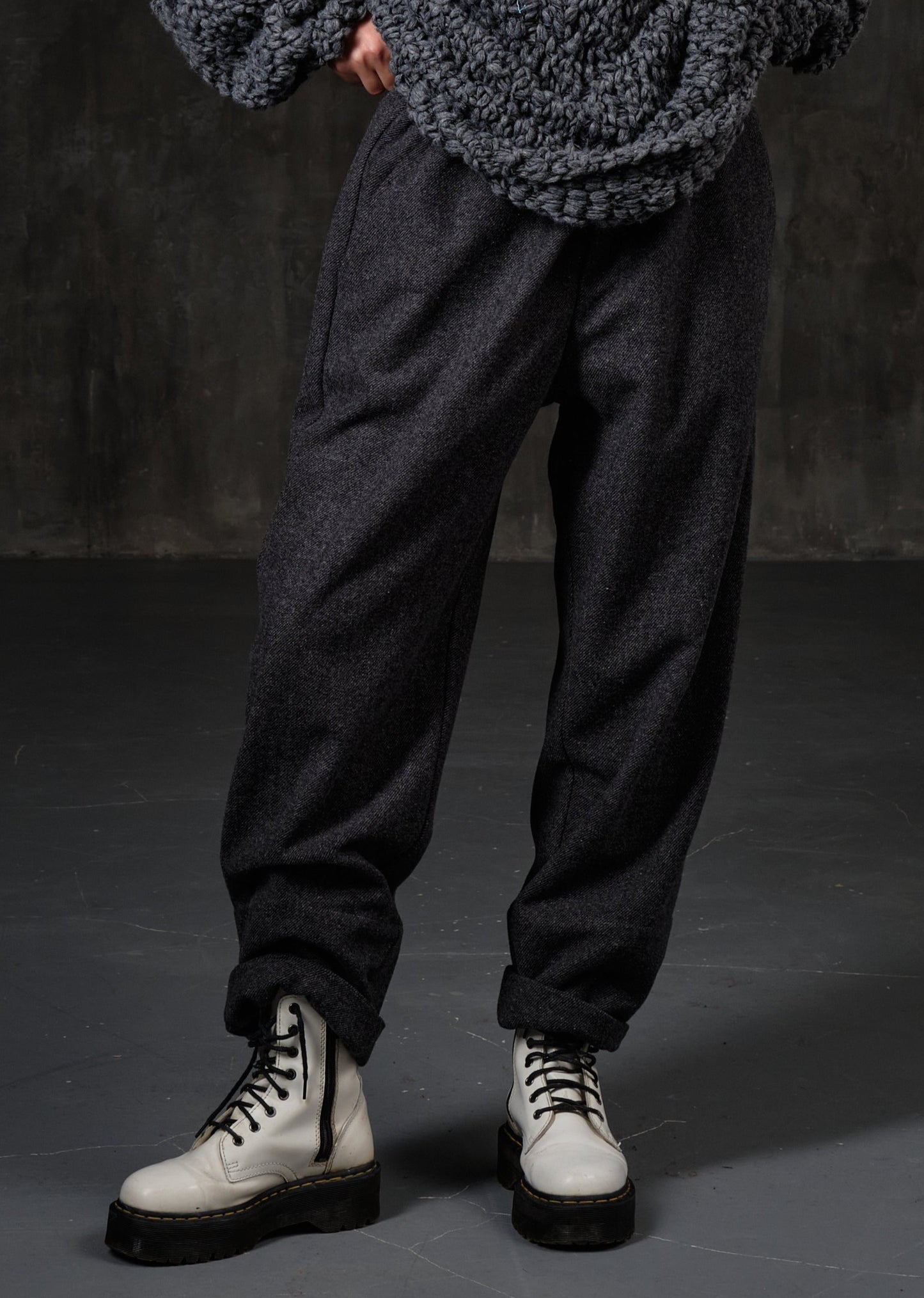 Dark gray wool boyfriends
