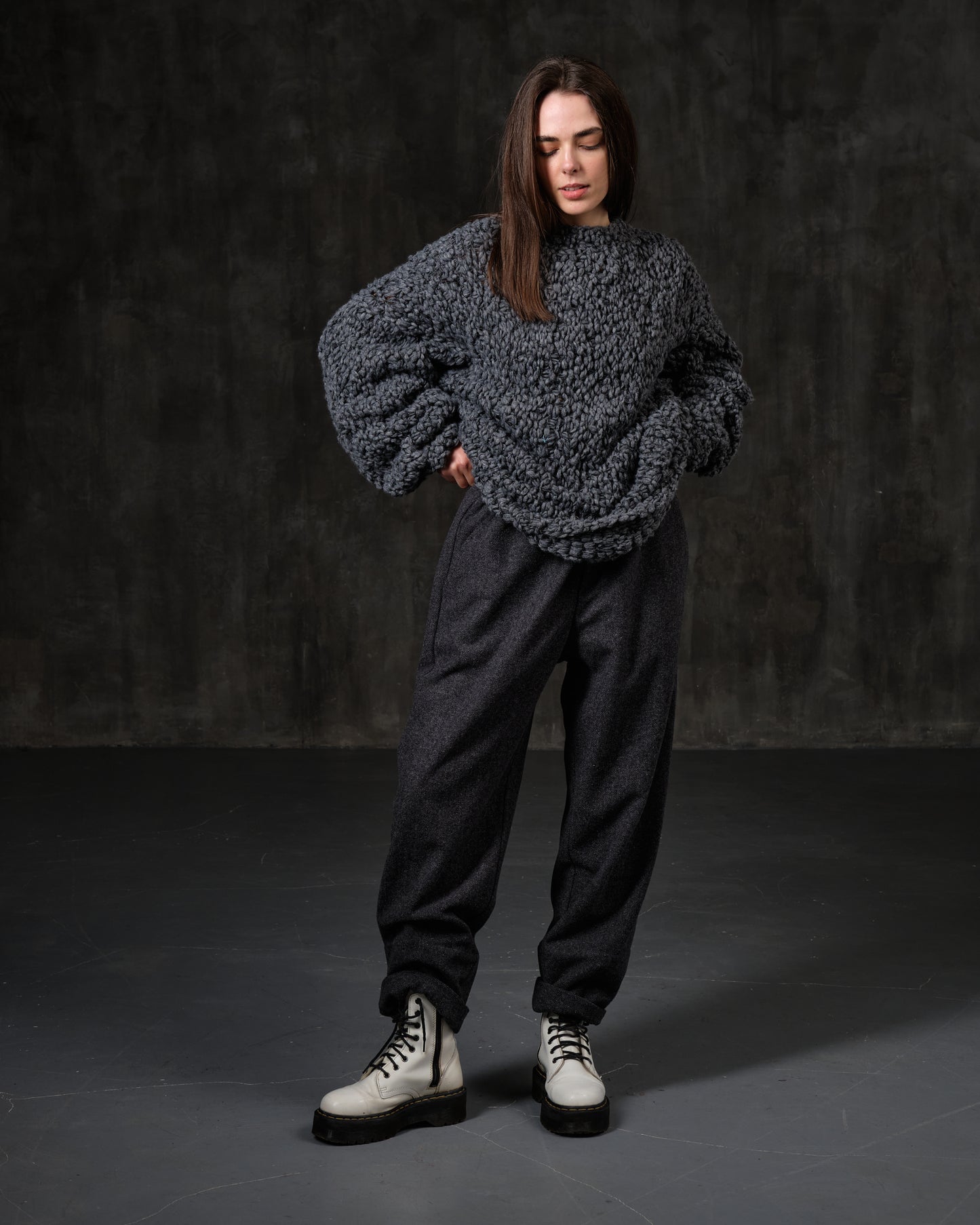 Long wool bouclé sweater