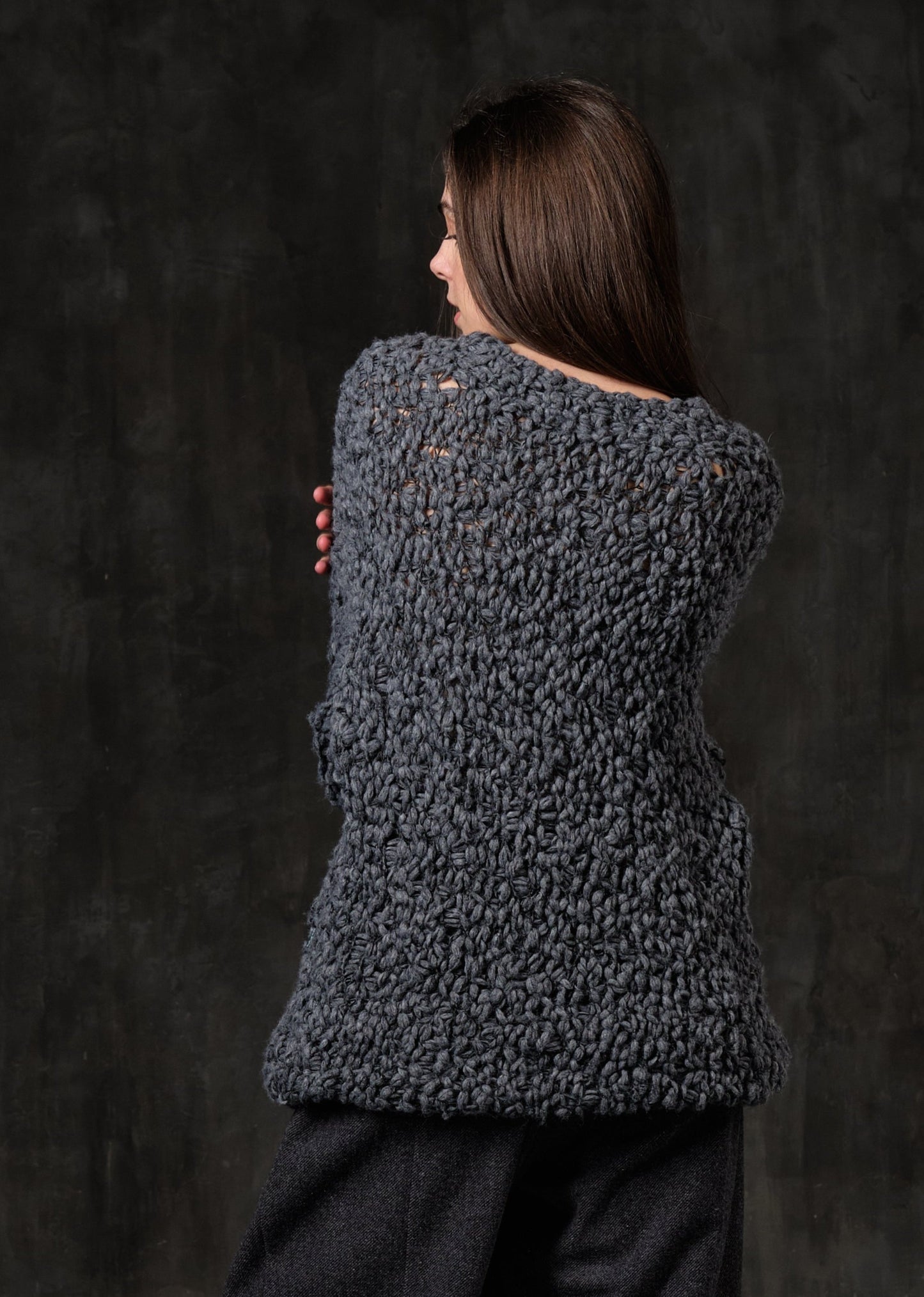 Long wool bouclé sweater