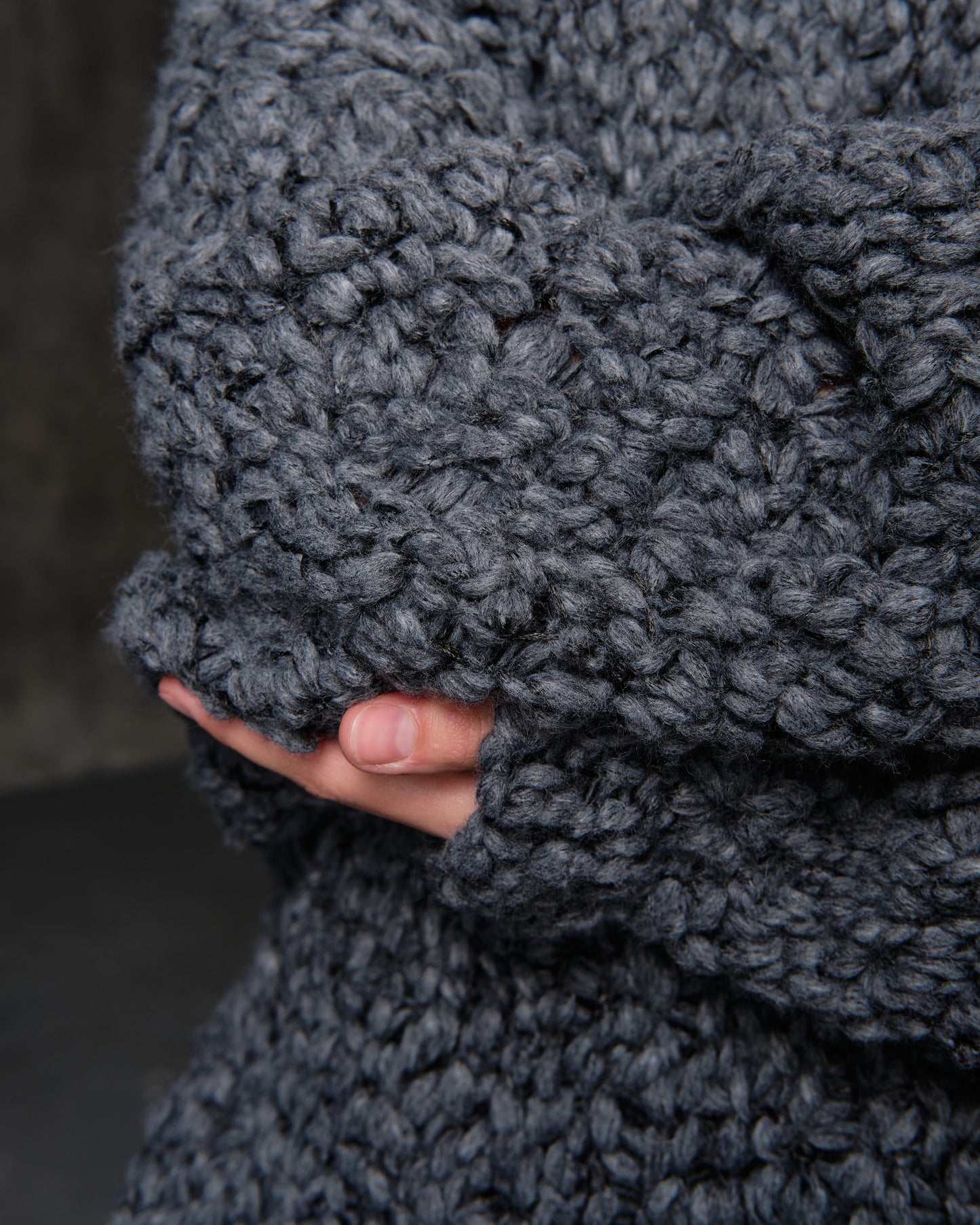 Long wool bouclé sweater