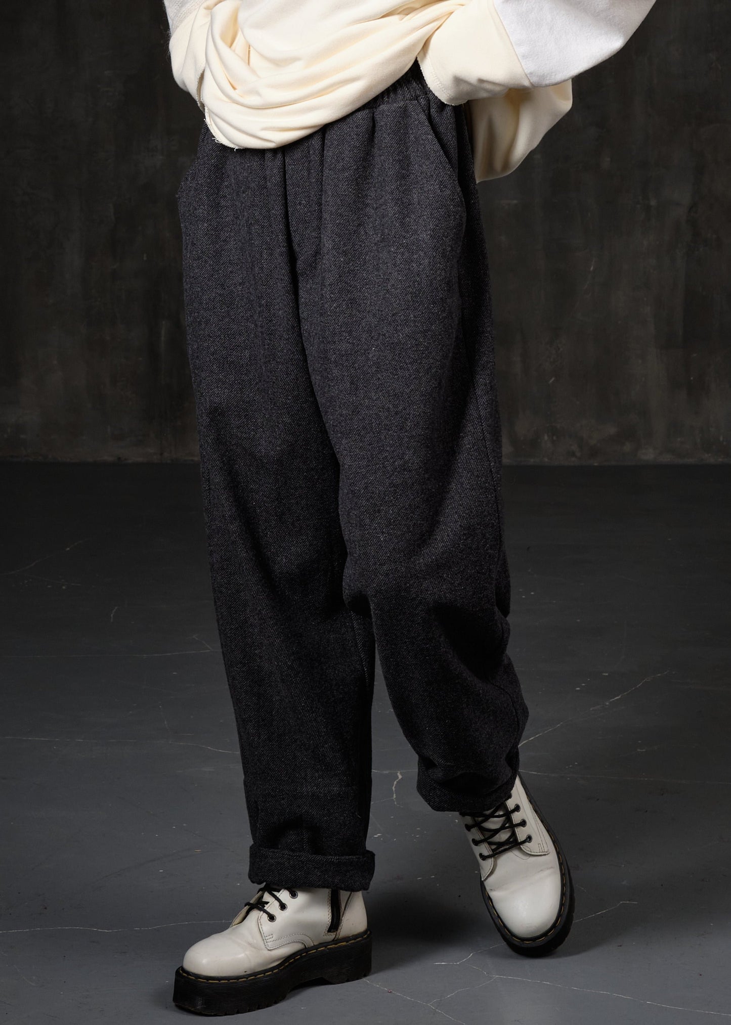 Dark gray wool boyfriends