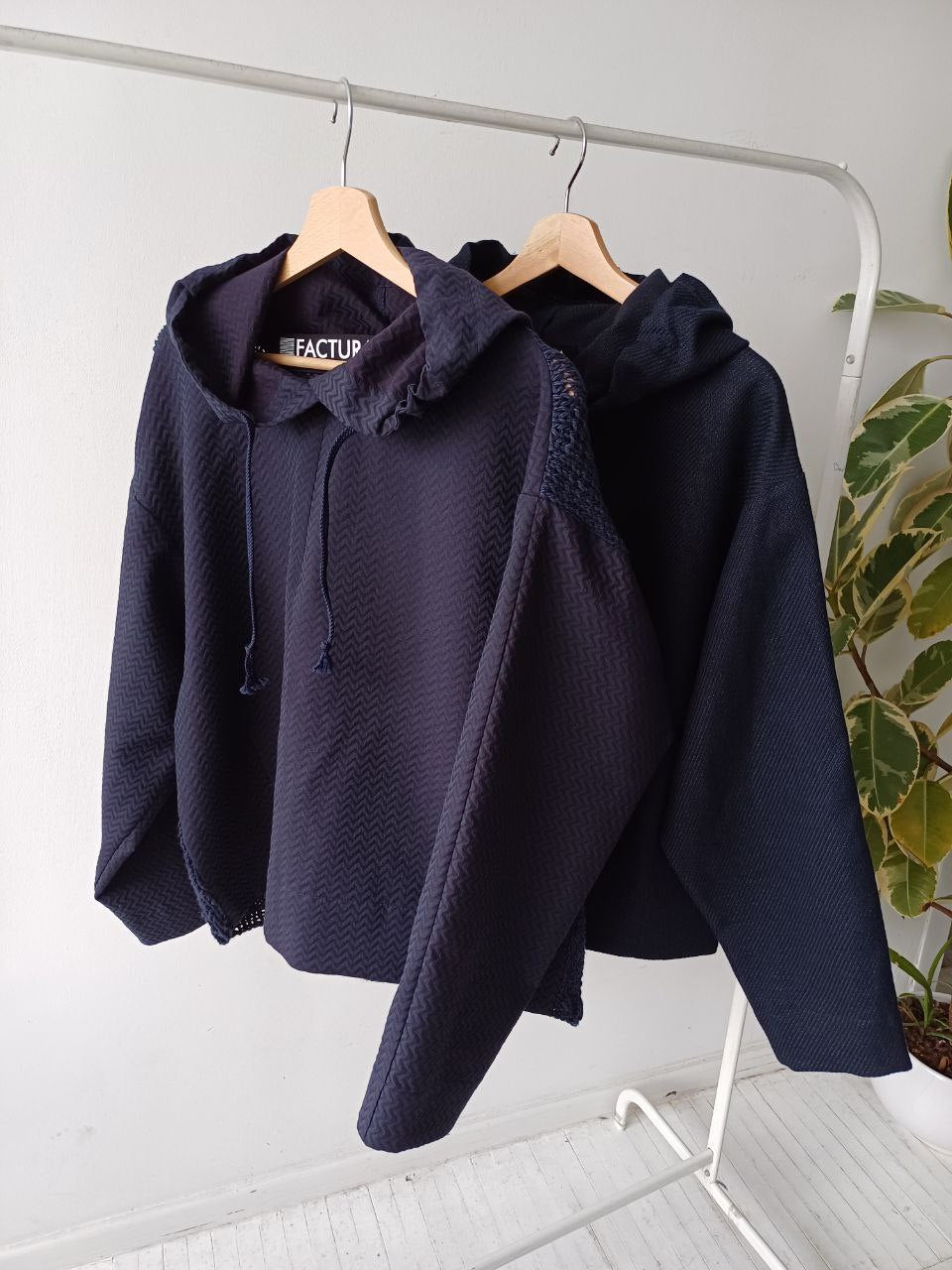 New office blue shirt with a knitted back