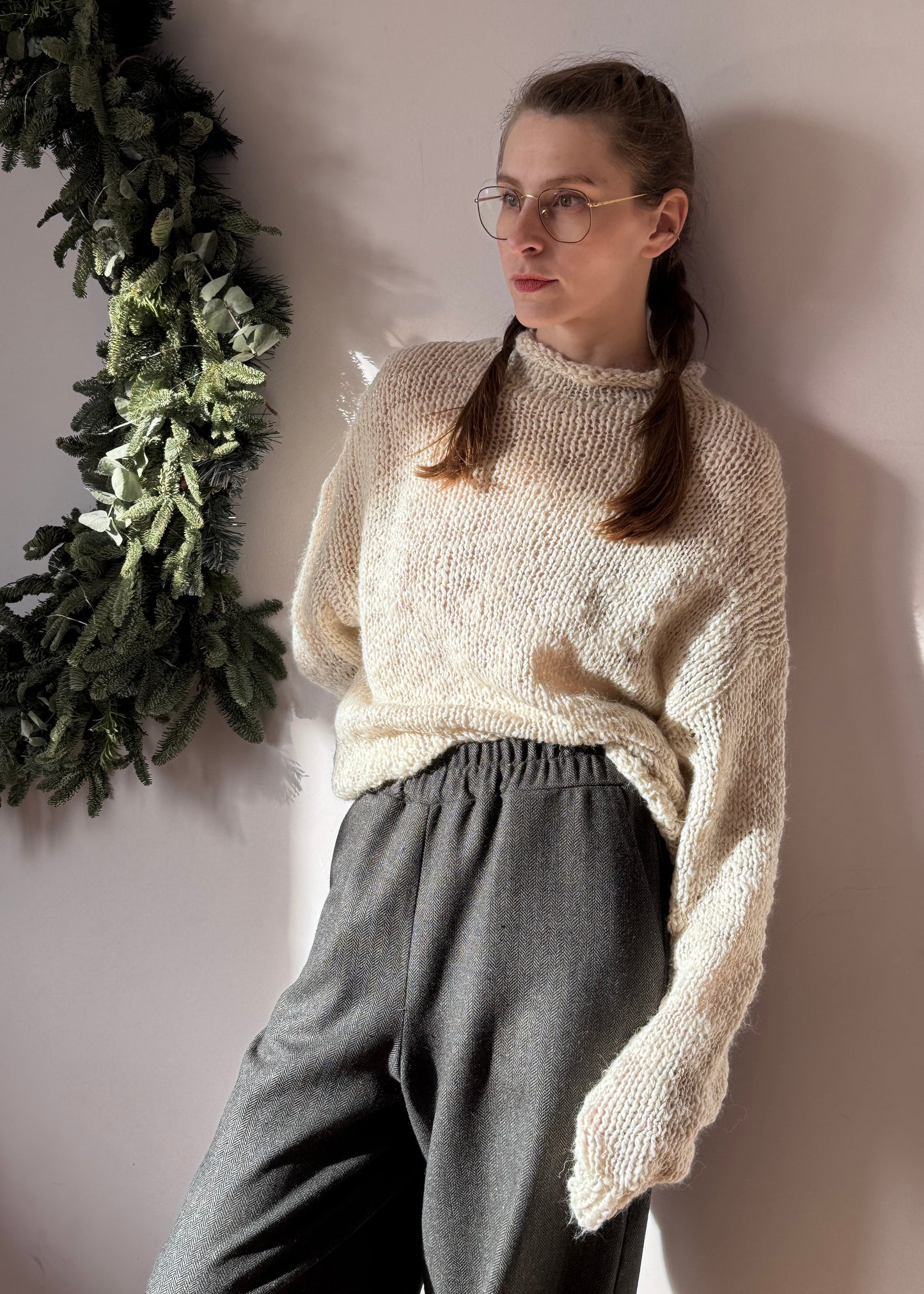 Dark gray wool boyfriends