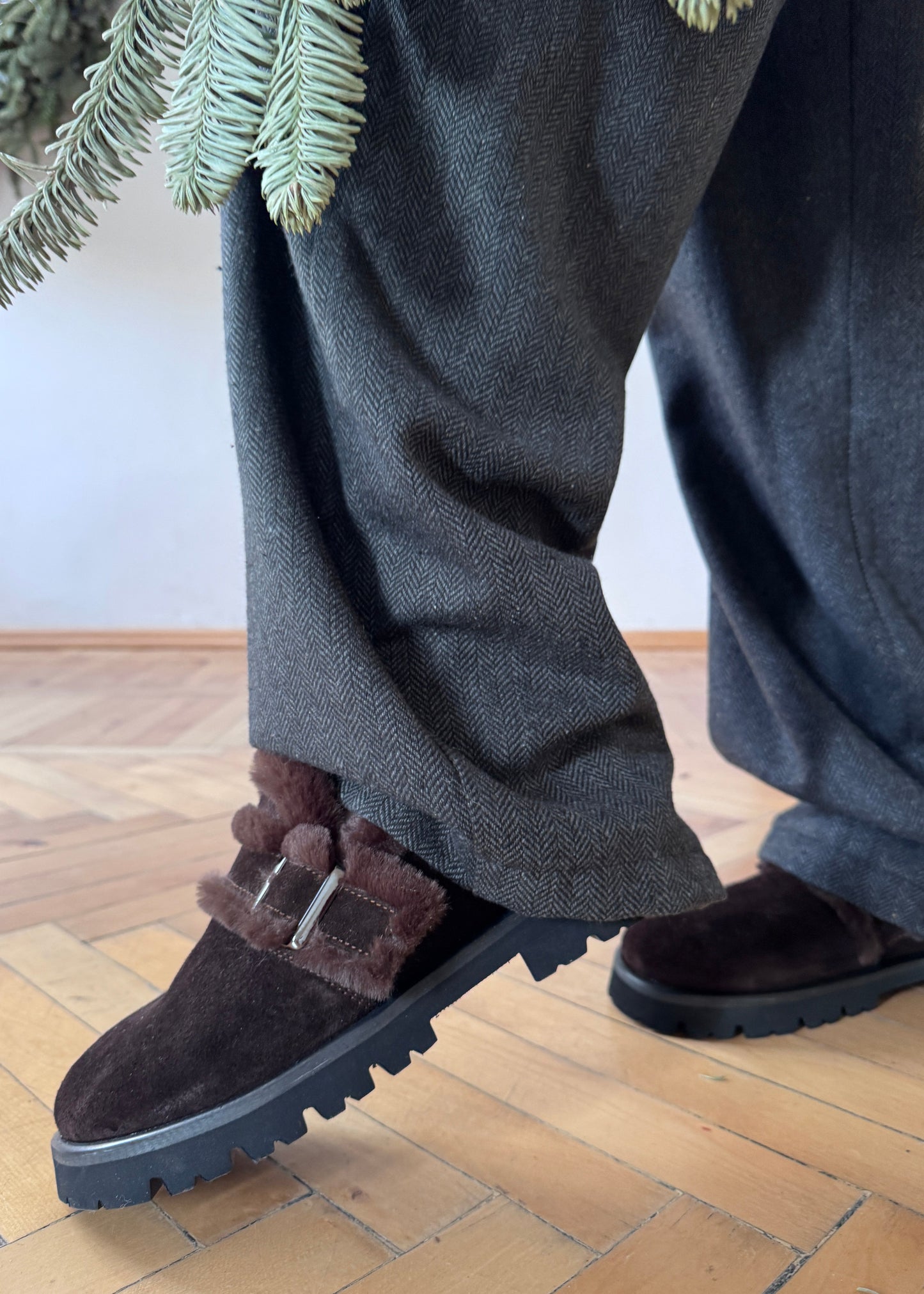 Dark gray wool boyfriends