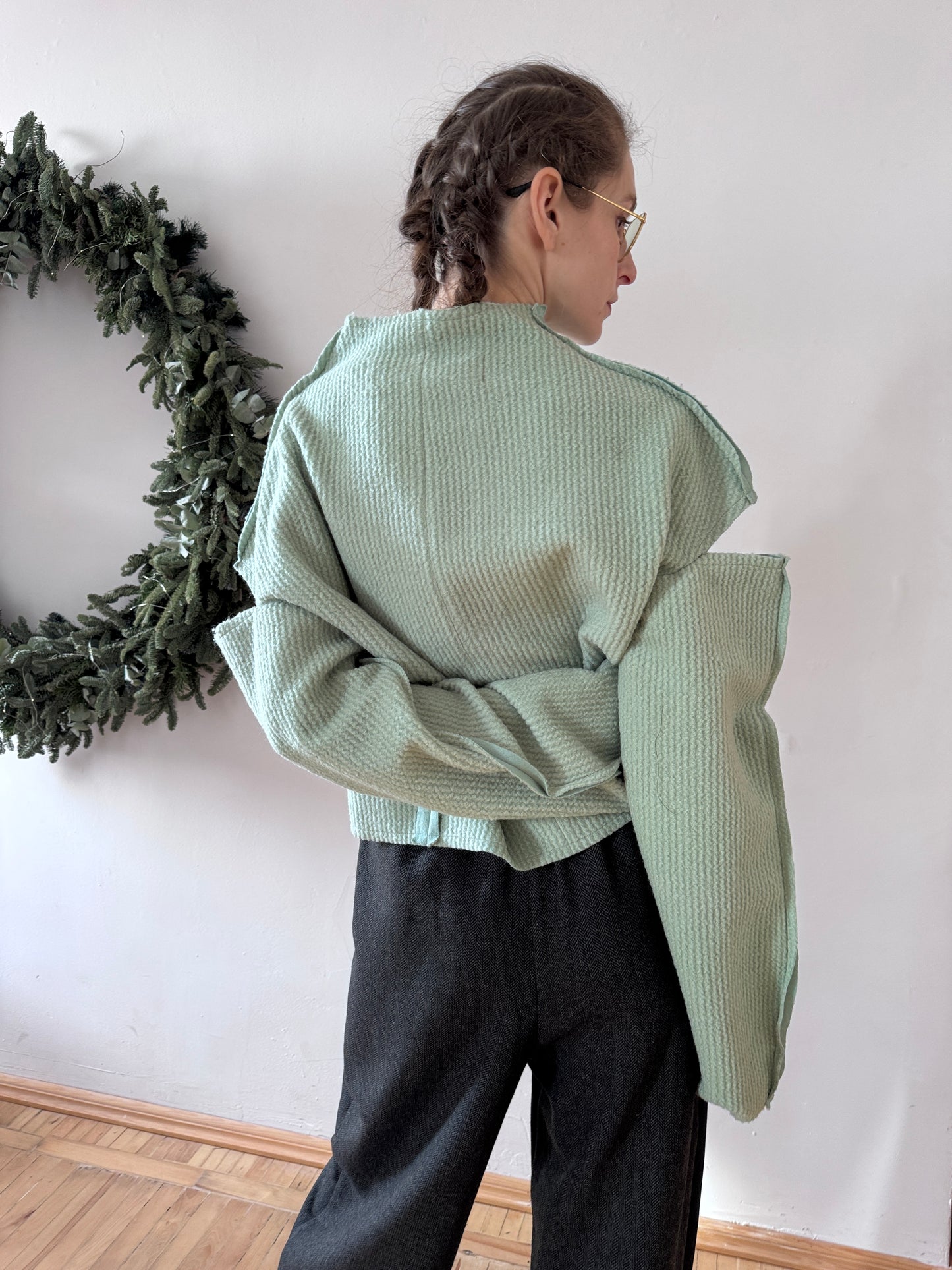 Dark gray wool boyfriends
