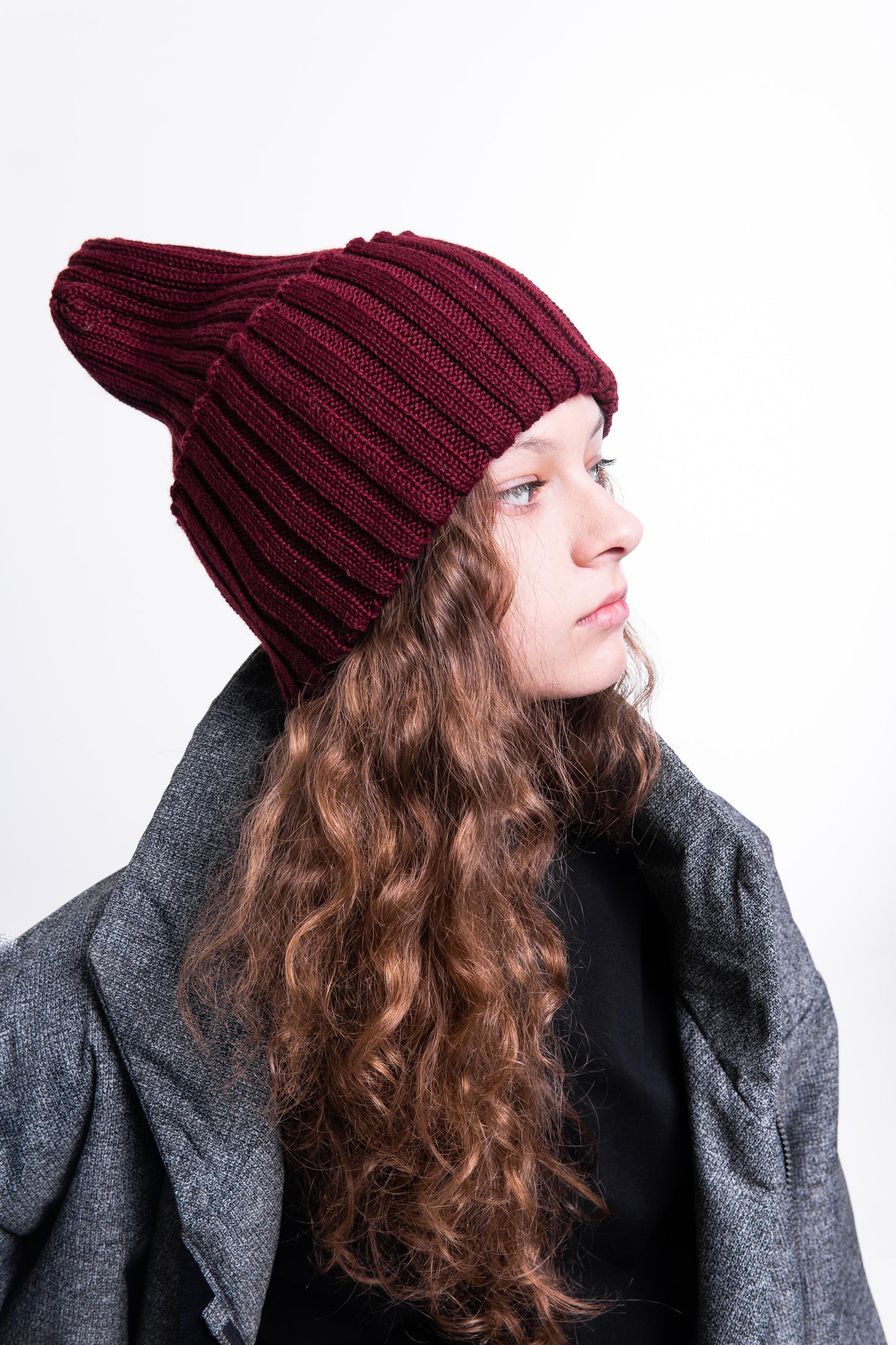 Wool cap with lapel graphite (and colors)