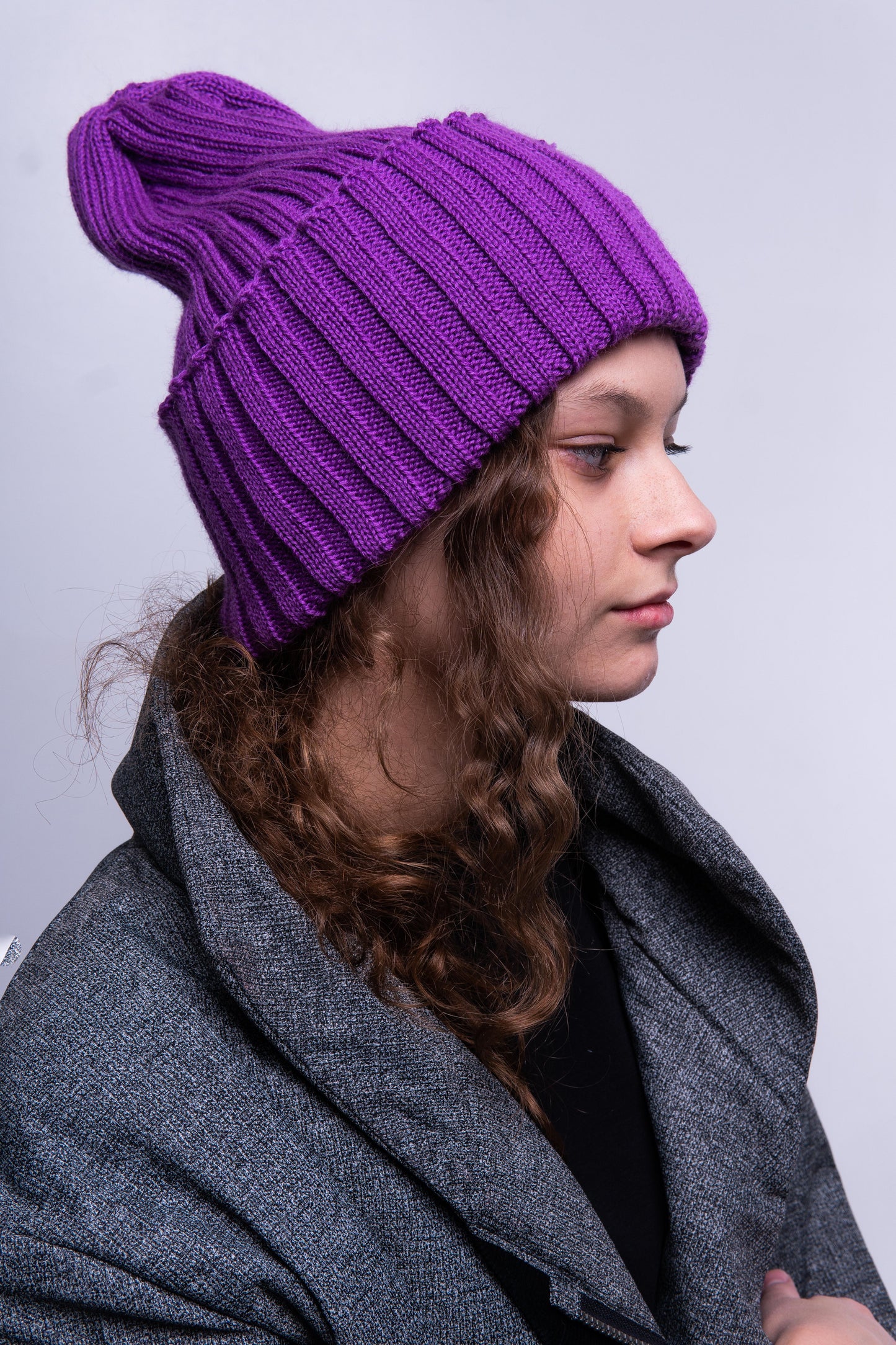 Wool cap with lapel graphite (and colors)
