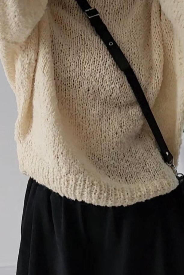 Short bouclé merino sweater