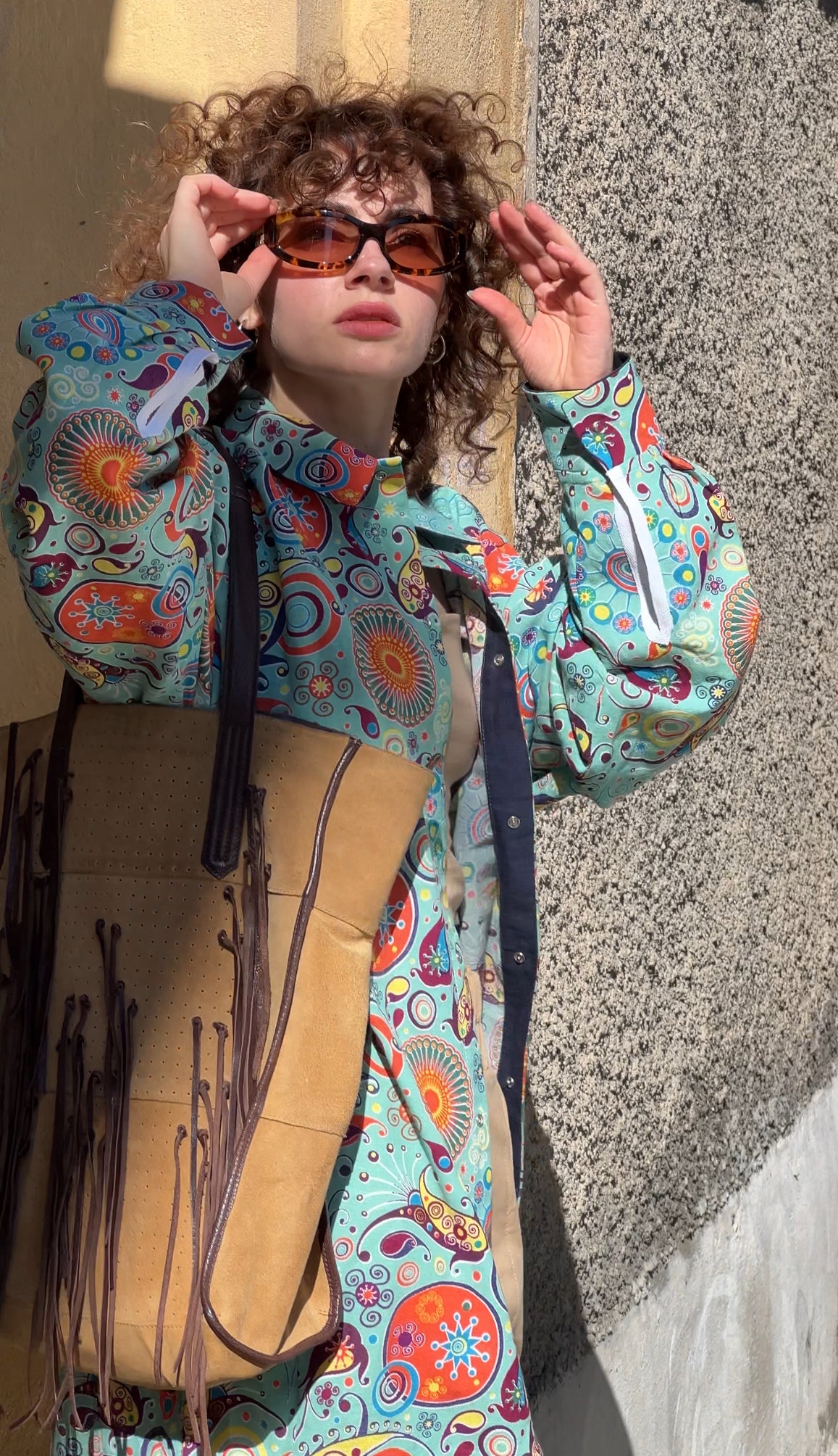 Сорочка oversize бавовняна легка в геометричний орнамент