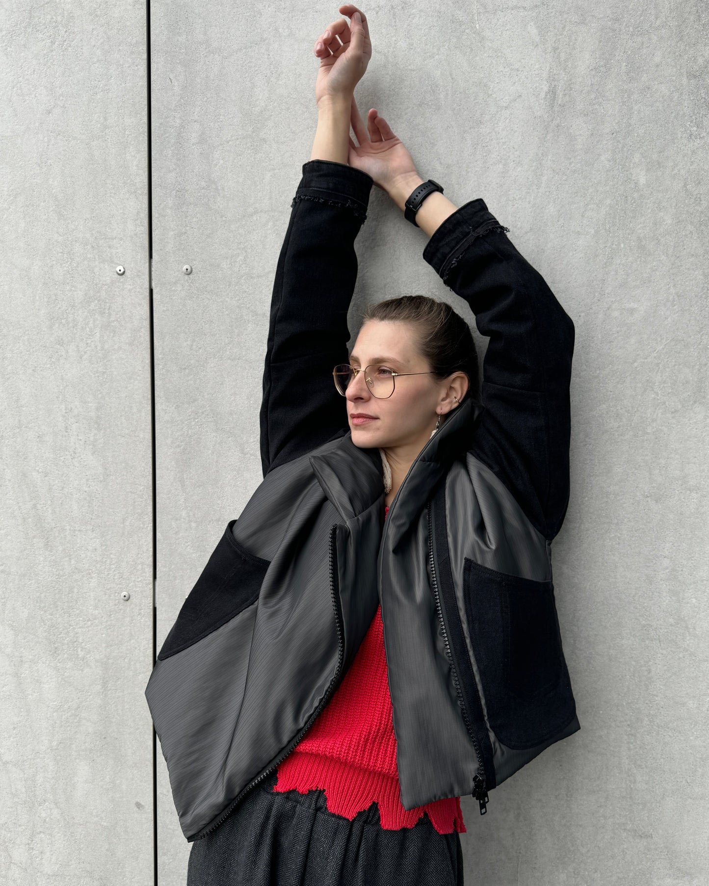 Thick metallic gray windbreaker jacket