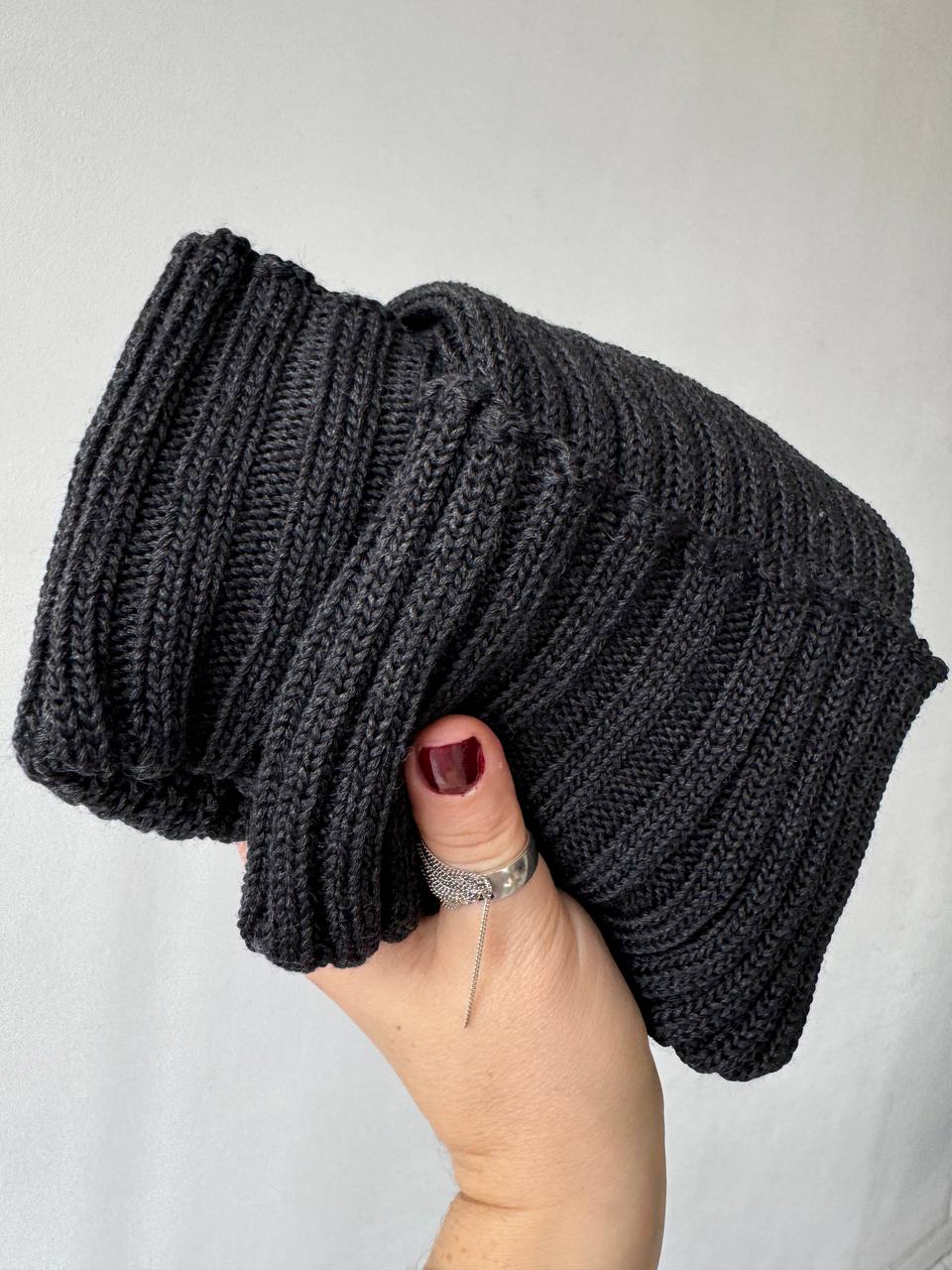 Wool cap with lapel graphite (and colors)