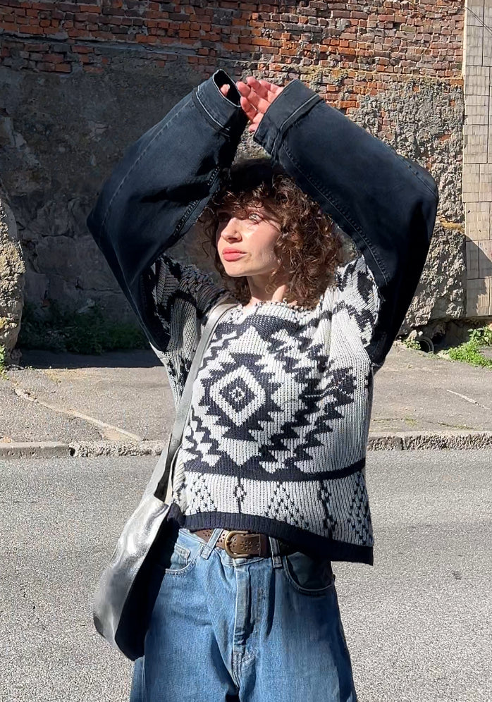 Светр reworked vintage з орнаментом