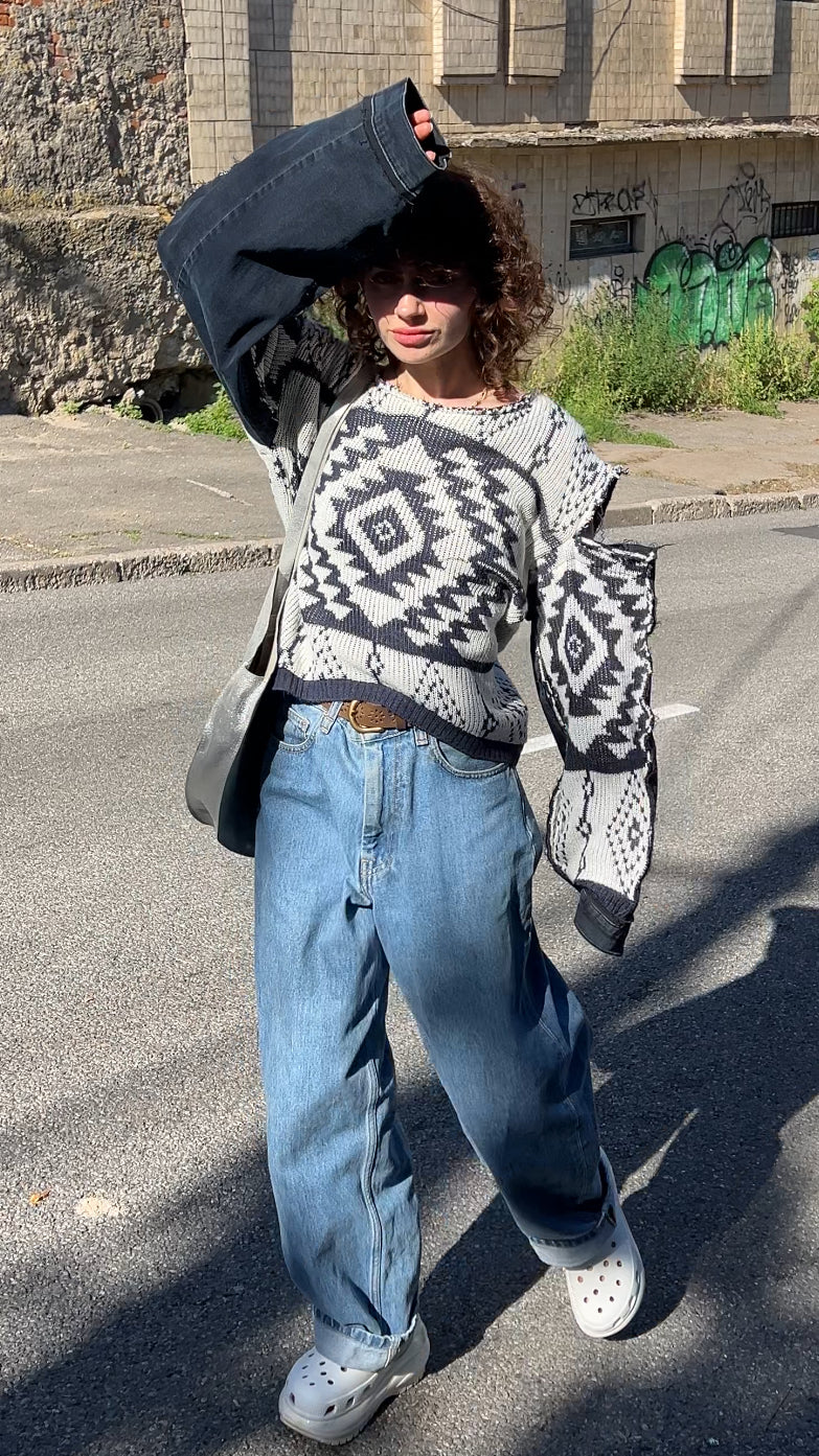 Светр reworked vintage з орнаментом