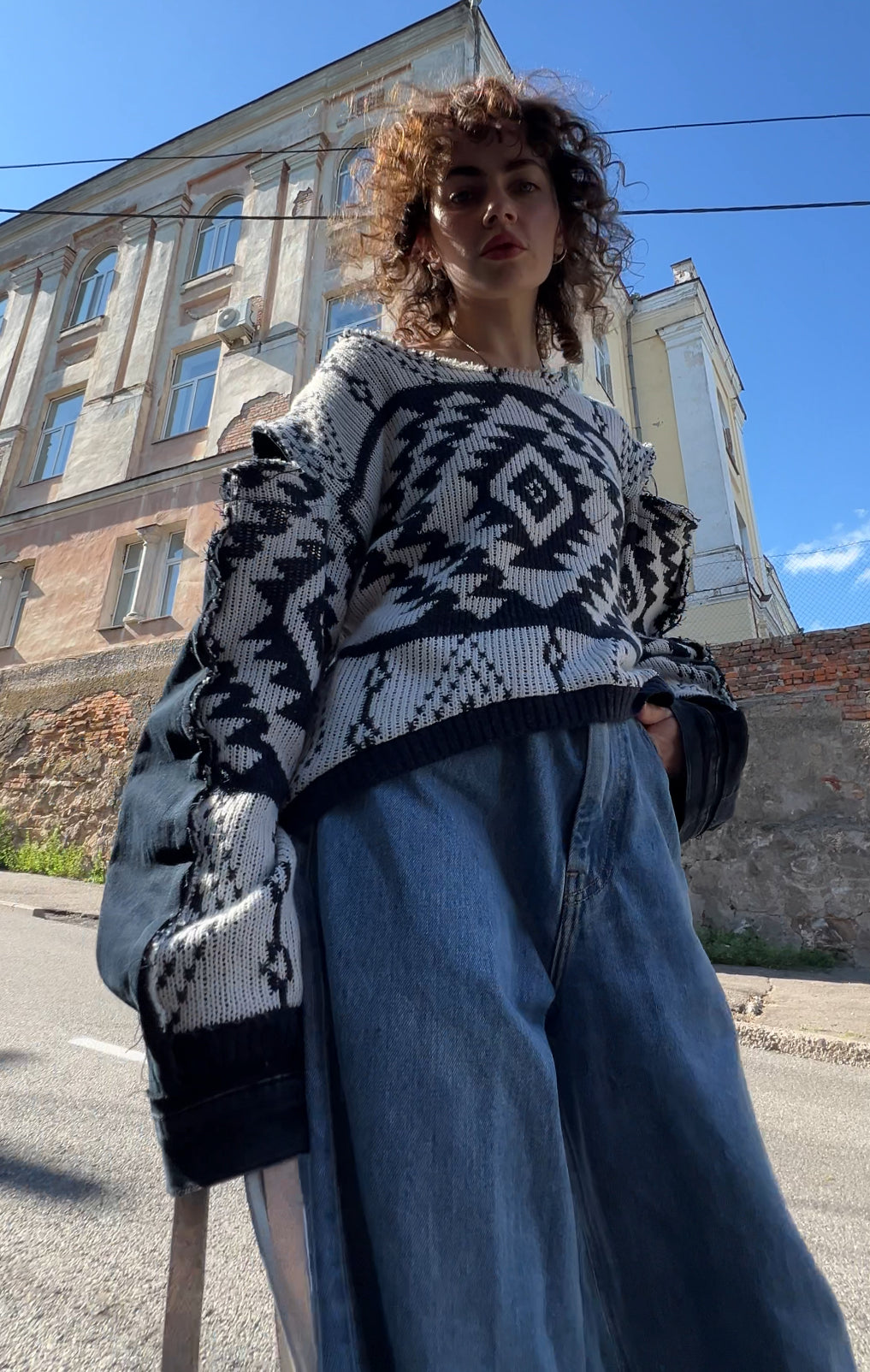 Светр reworked vintage з орнаментом