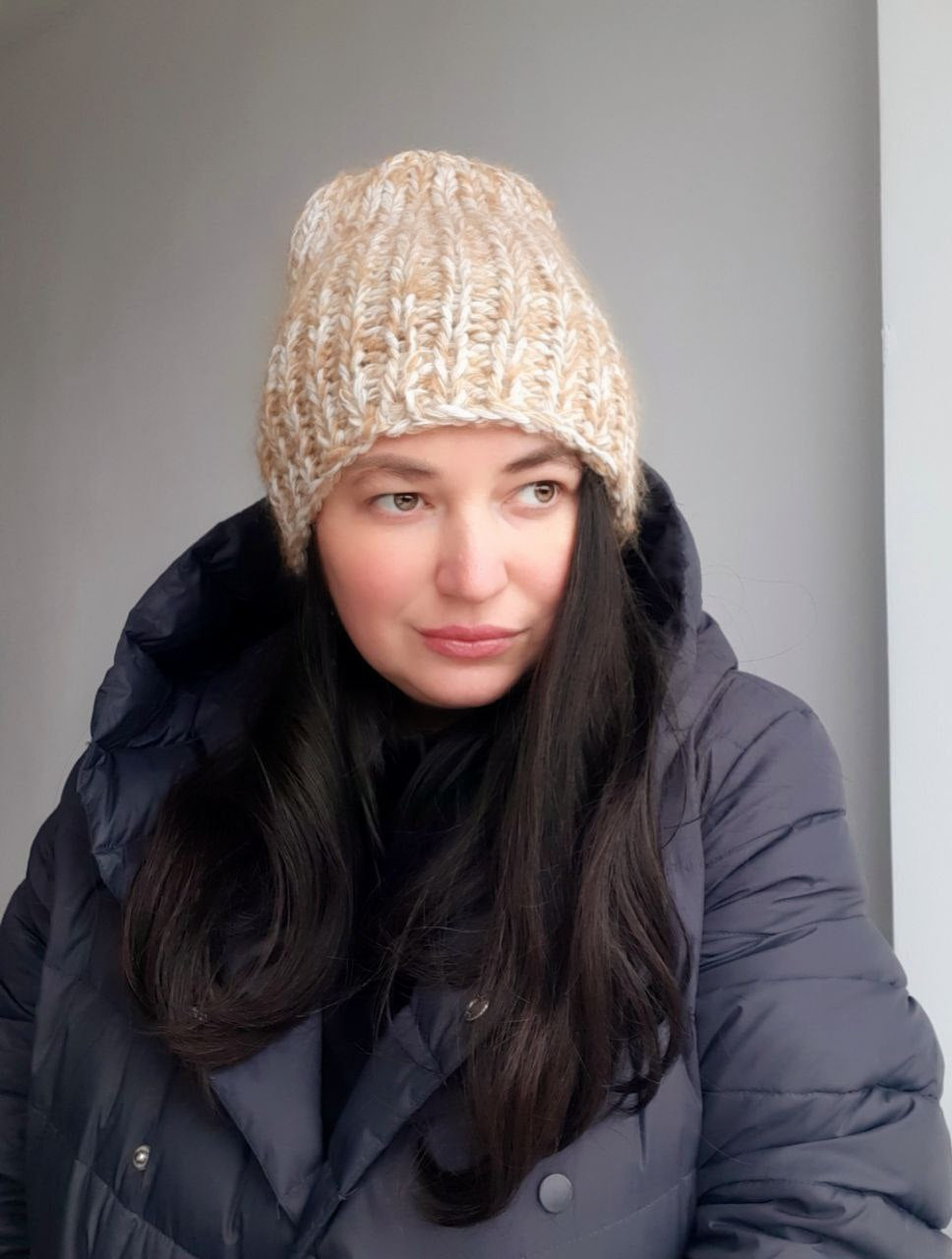 Woolen cap, sand melange