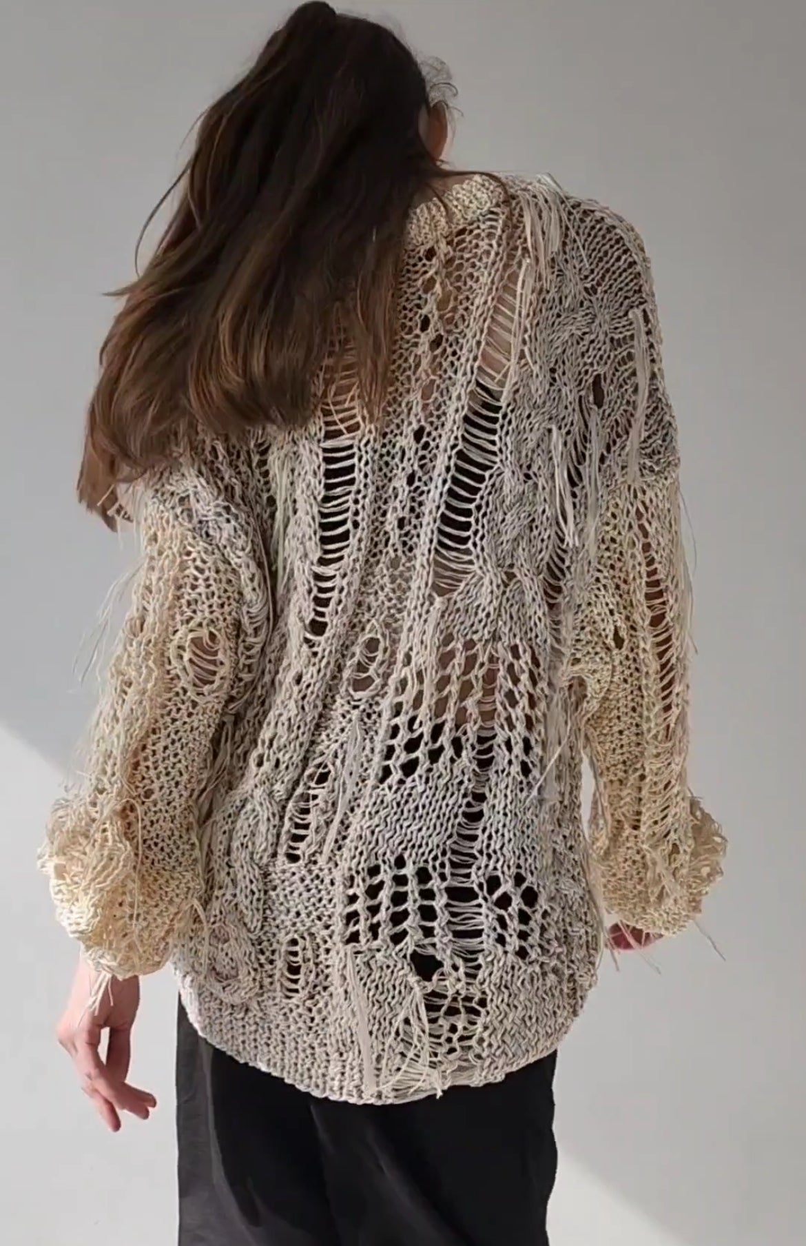 White cotton textured sweater