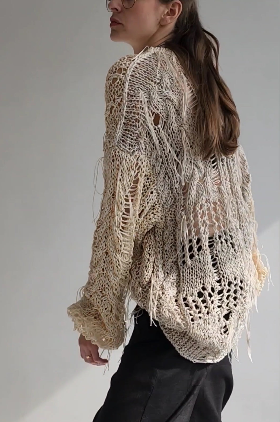 White cotton textured sweater