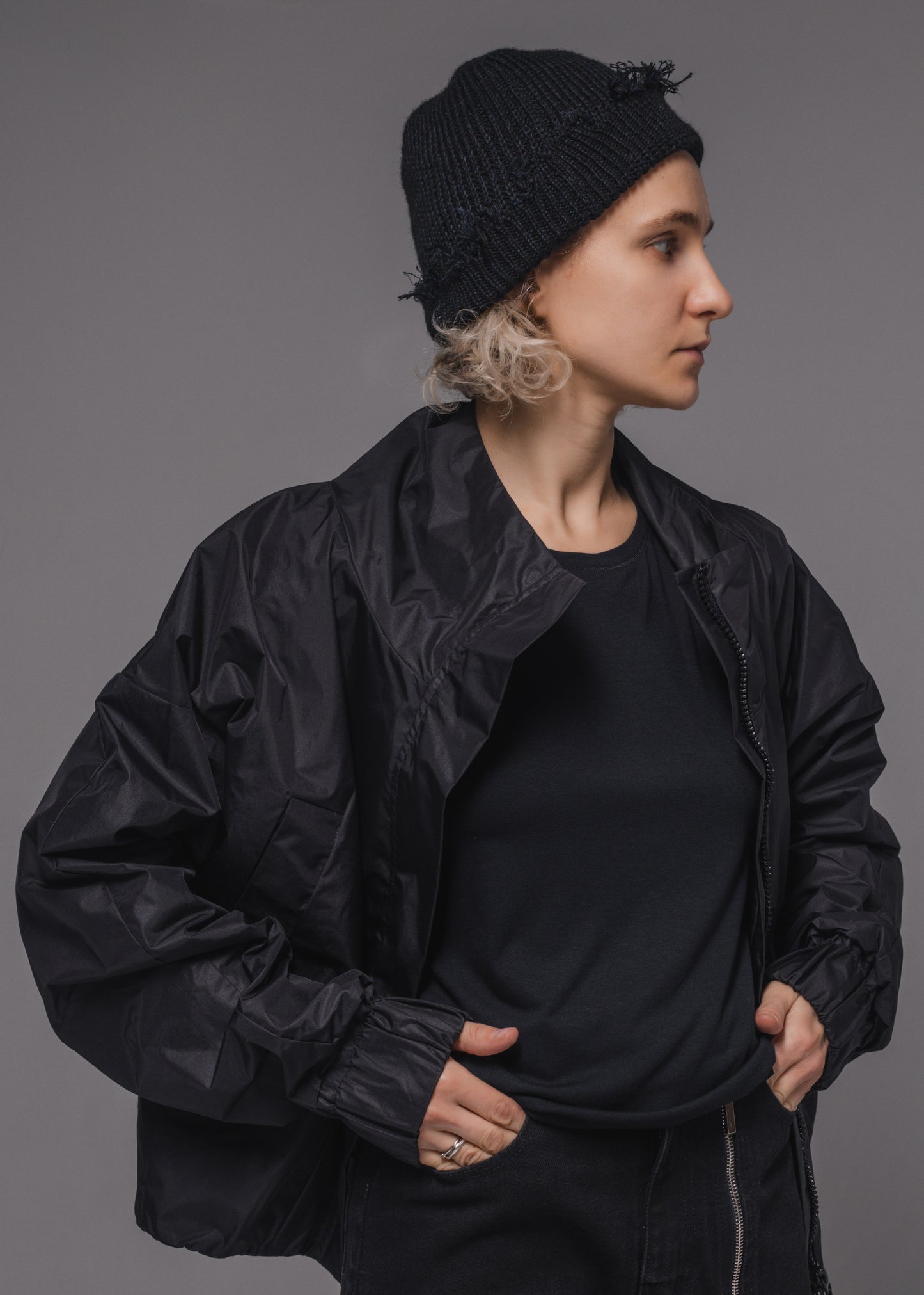 Black ragged rap hat